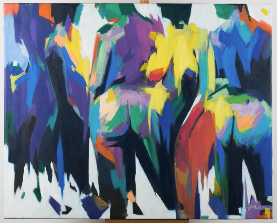 Null EJOH Wallace (b. 1966, Ghana), "Rhythms and Blues", 2019. Acrylic on canvas&hellip;