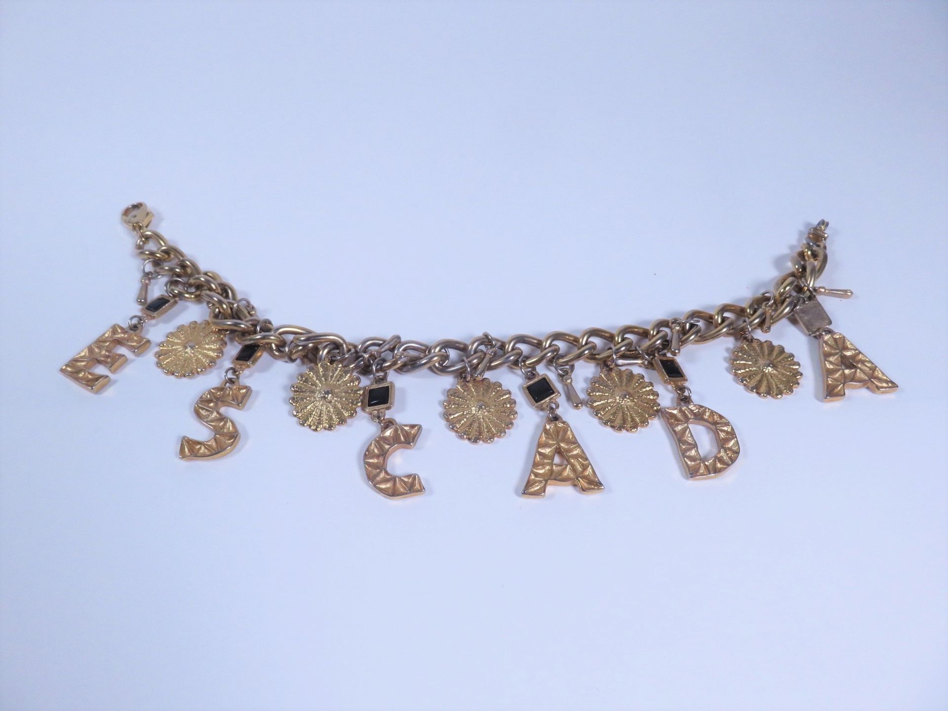 Null Georges Desrue for Escada - (années 1980) - Necklace in brass mesh decorate&hellip;