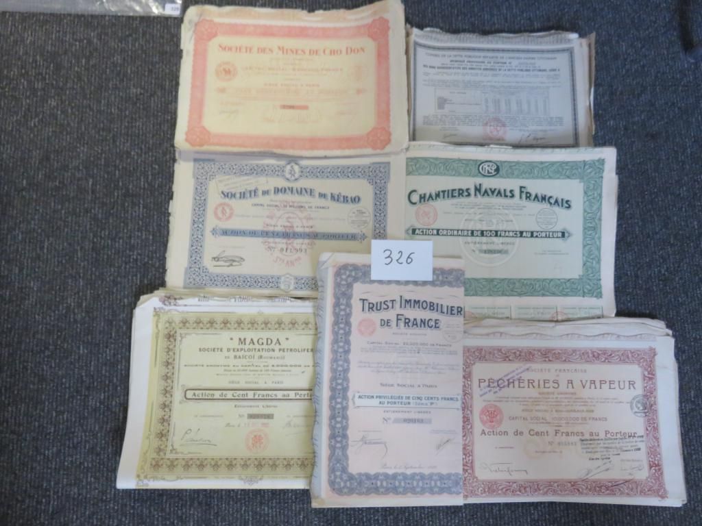 Null Scripophily - Lot of 169 old securities and shares including : Chantiers Na&hellip;