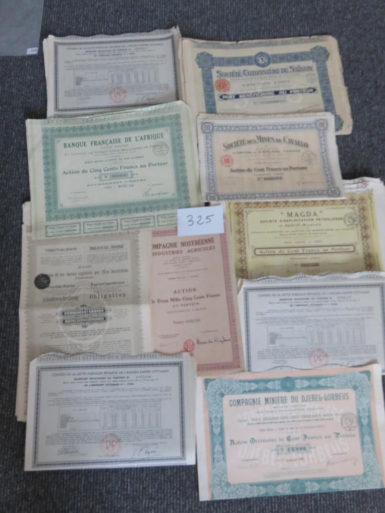 Null Scripophily - Lot of 122 old securities and shares including: Banque frança&hellip;