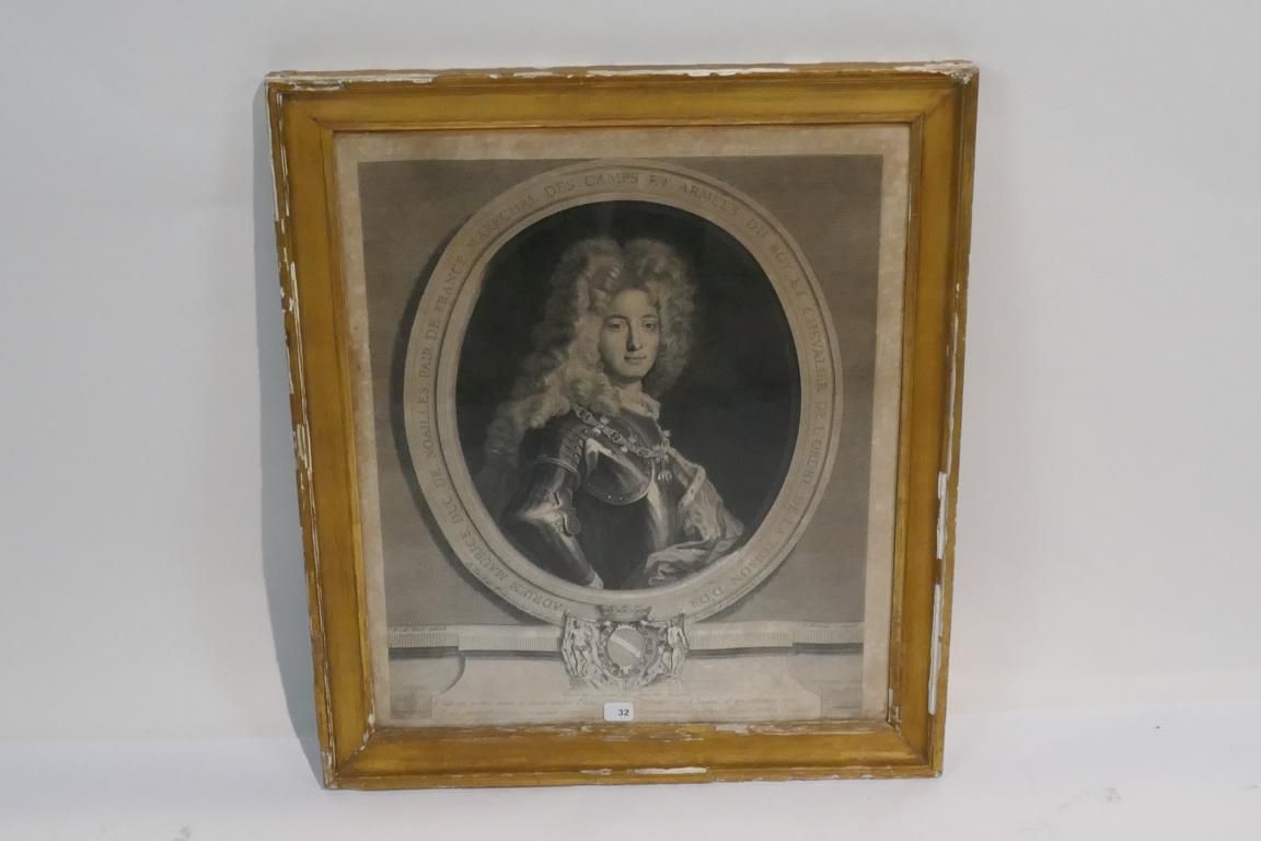 Null 在F. De Troy之后
努瓦耶公爵的画像 
有框印刷品 
18世纪上半叶
47x39厘米(皱纹)