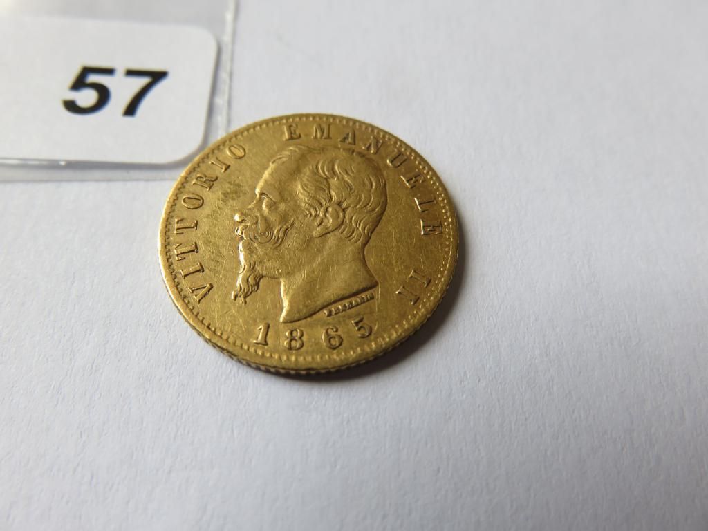 Null Monnaie or - Italie - 20 Lire Victor Emmanuel II 1865 T Turin TTB