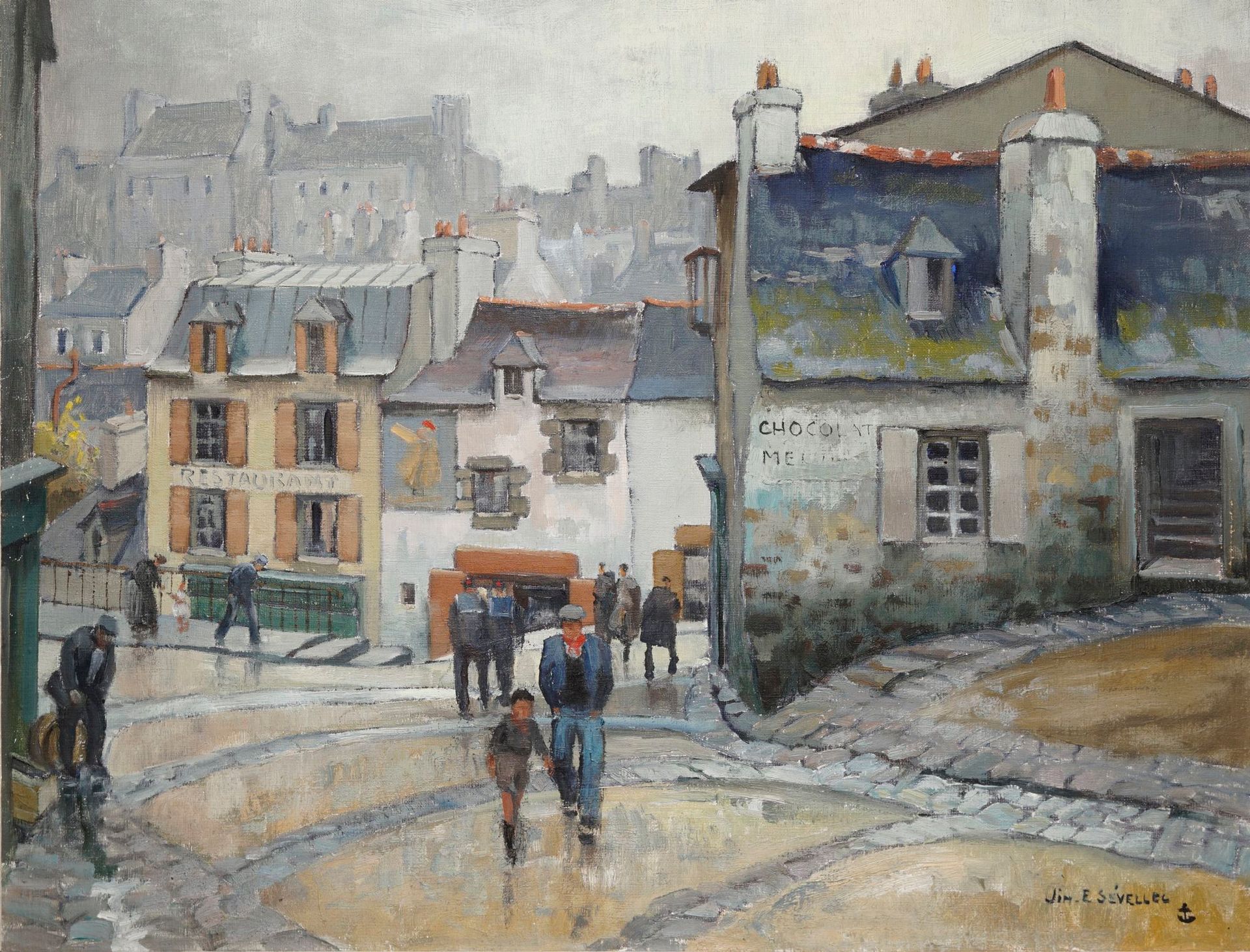 Null Jim SEVELLEC, 1897-1971
La rue Borda, Brest
huile sur toile, signée en bas &hellip;