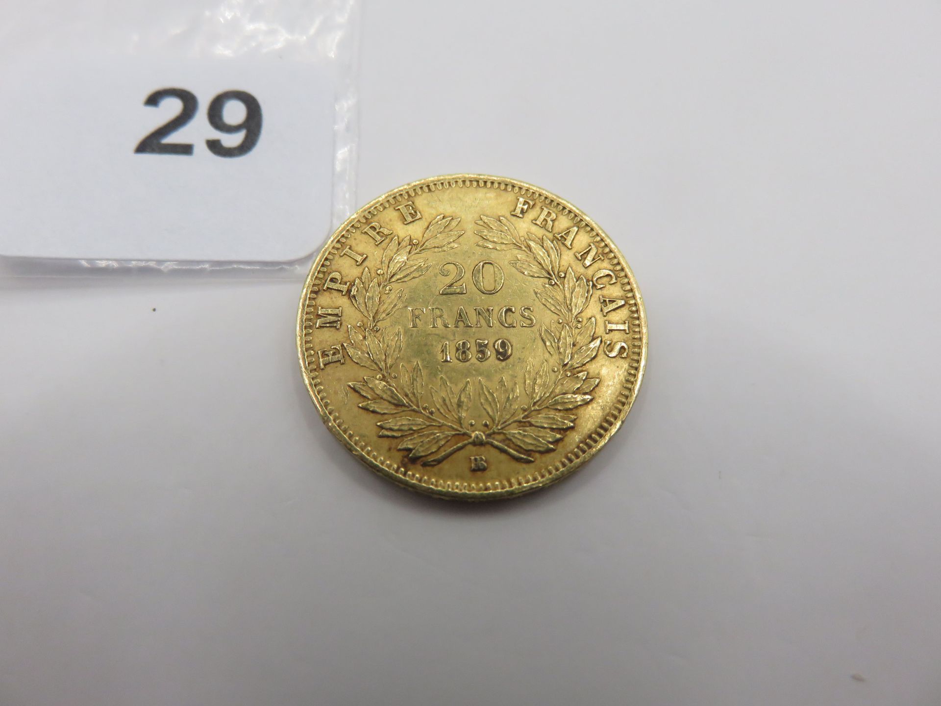 Null Monnaie or - France - 20 Francs Napoléon III tête nue 1859 BB Strasbourg TB&hellip;
