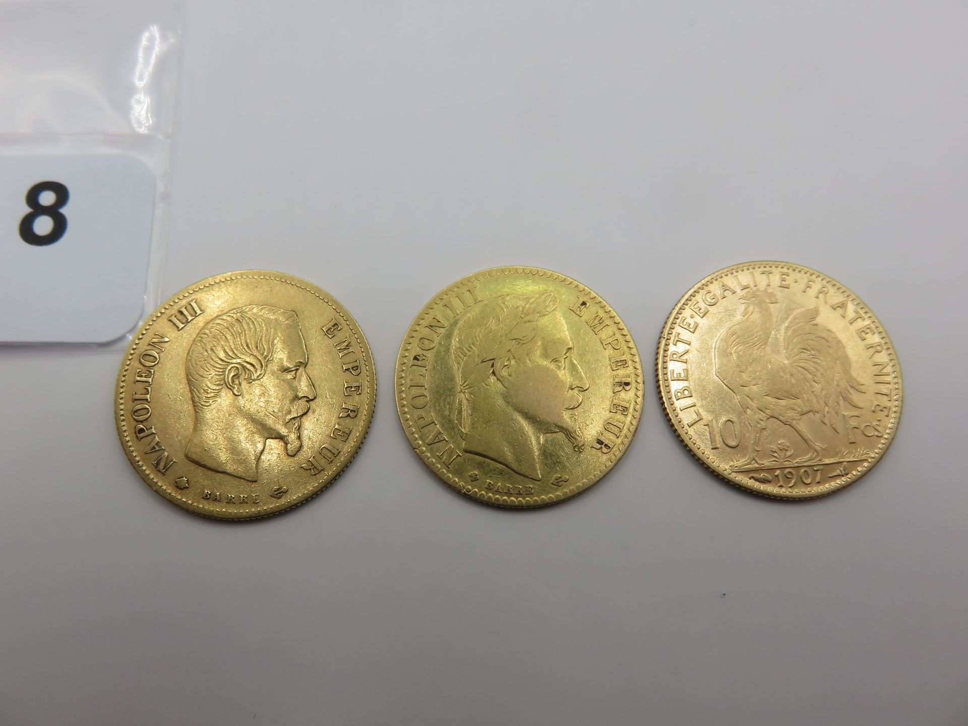 Null Monnaies or - France - Lot de 3 x 10 Francs or, Napoléon III tête nue 1860 &hellip;