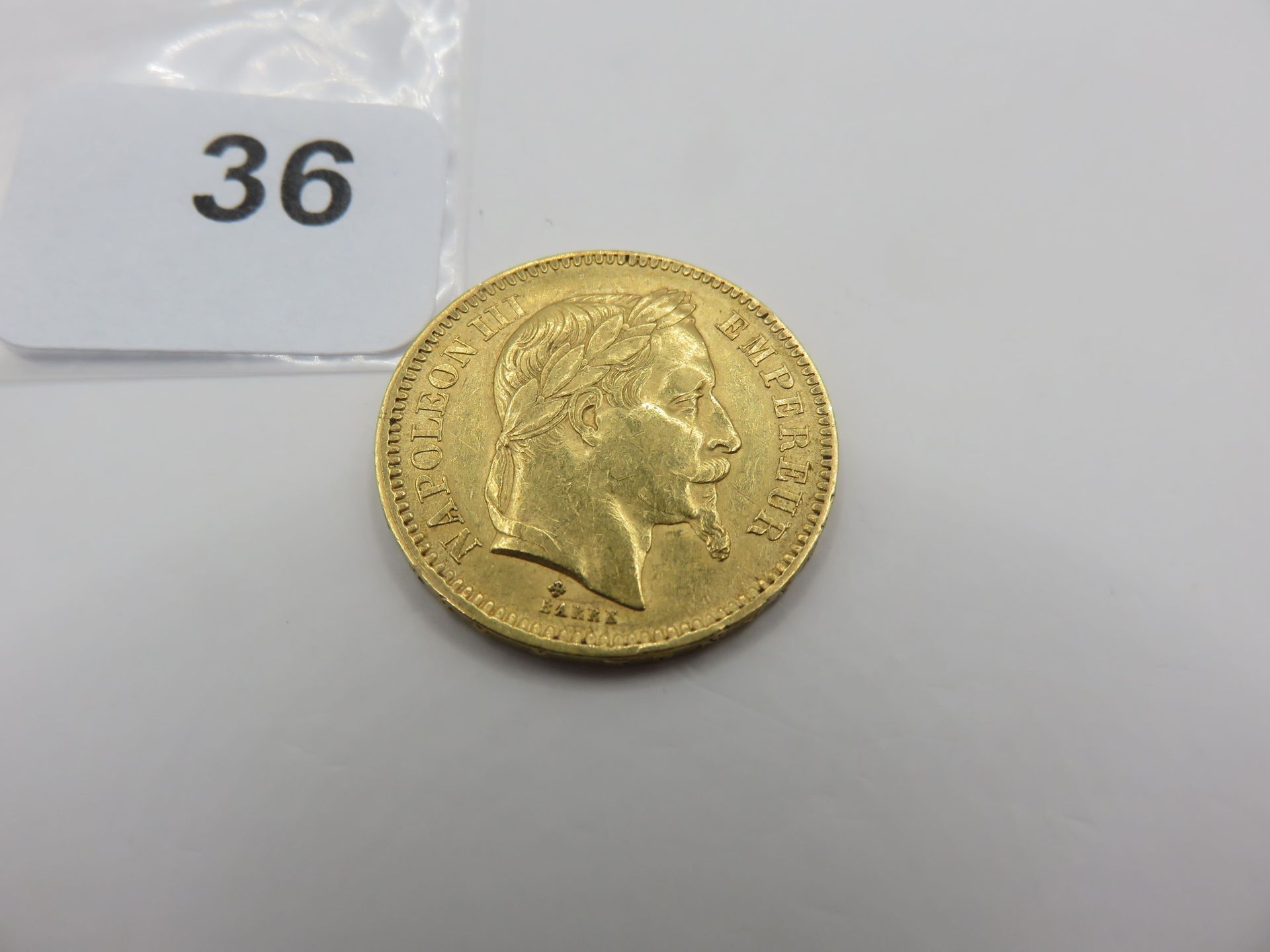 Null Monnaie or - France - 20 Francs Napoléon III tête laurée 1863 BB Strasbourg&hellip;