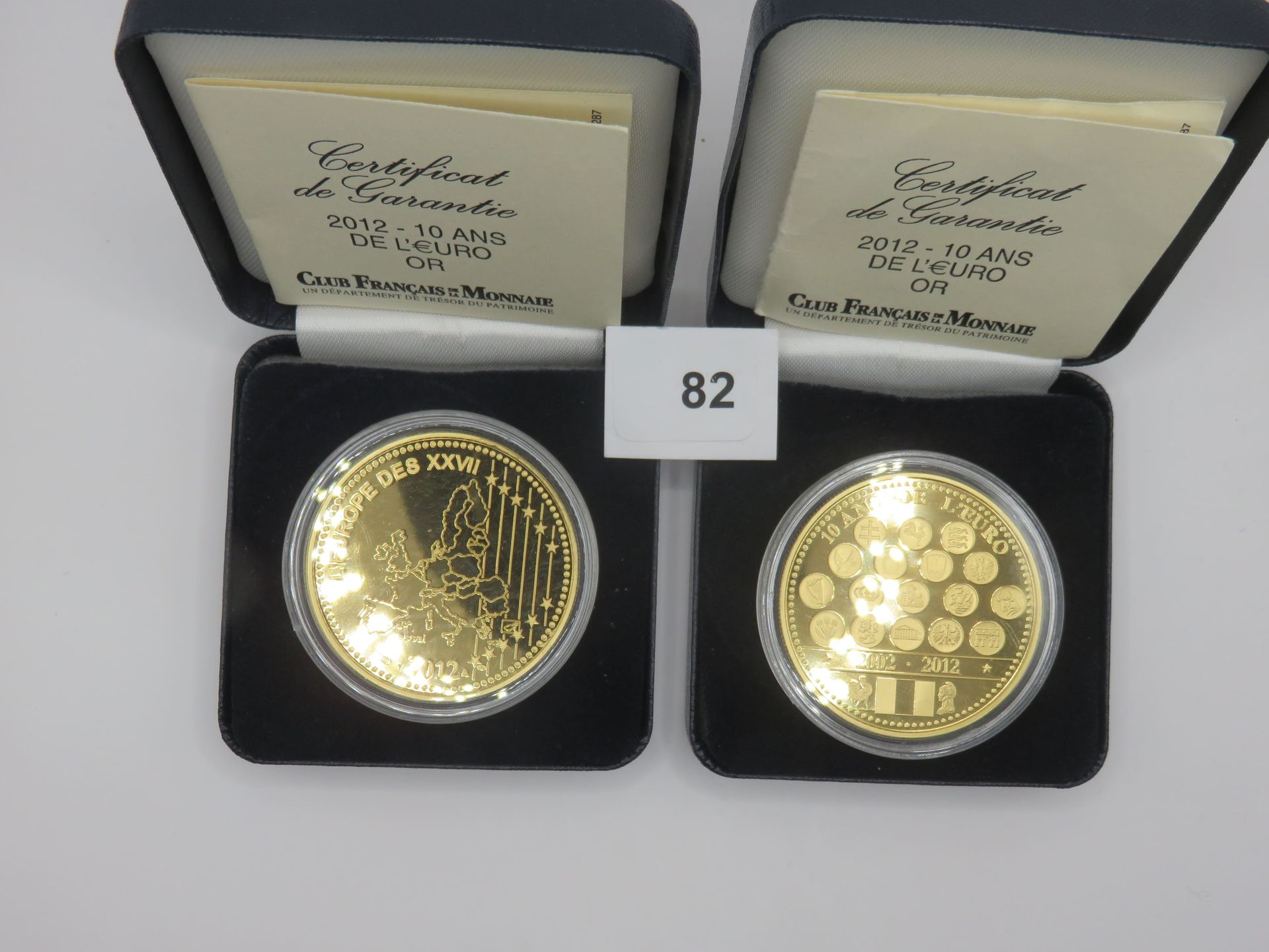 Null Médailles or - Europe - Lot de 2 médailles "2012 - 10 ans de l'Euro" (41 mm&hellip;