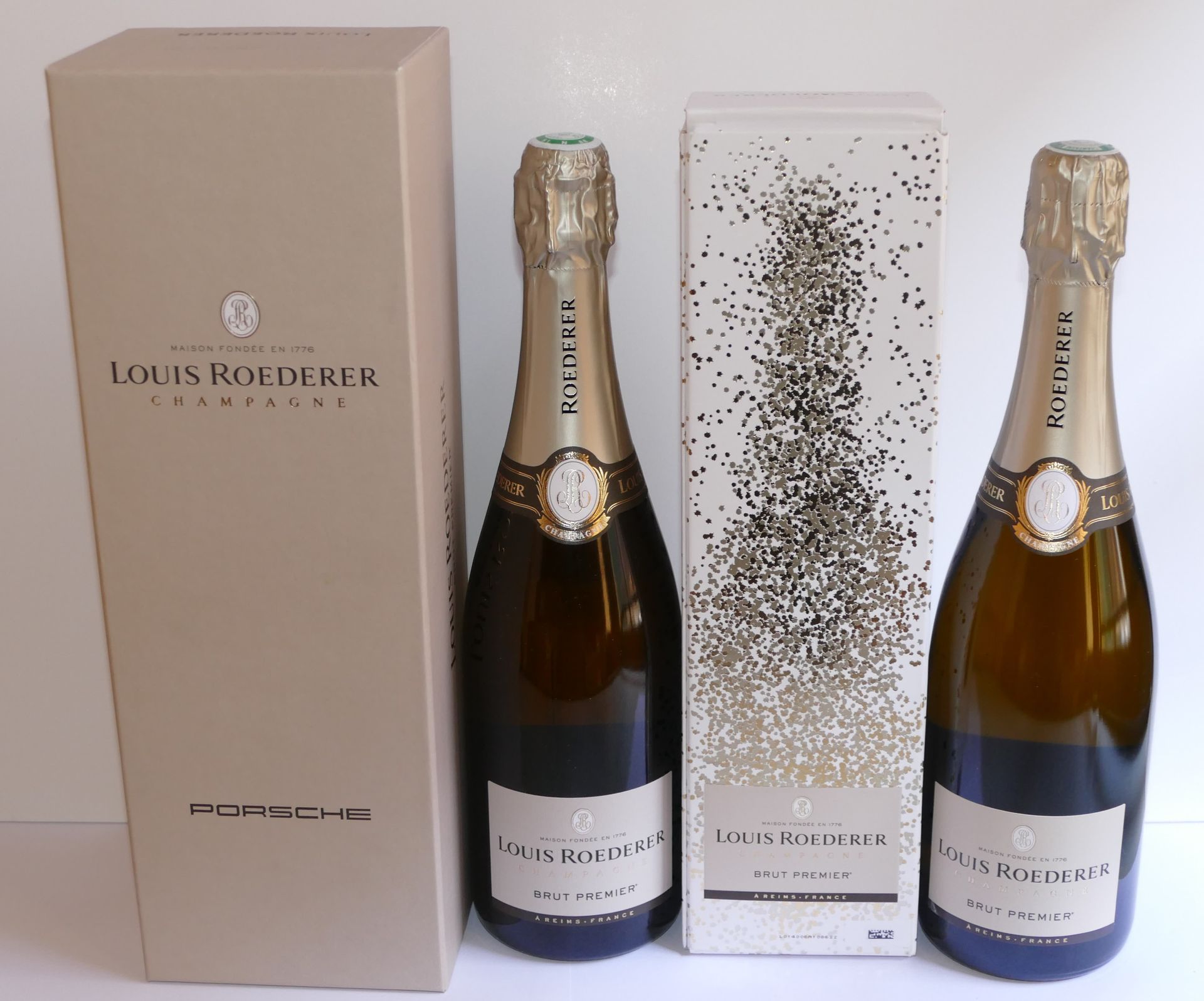 Null 2 Btles Champagne Louis Roederer Brut Premier non vintage en estuches indiv&hellip;