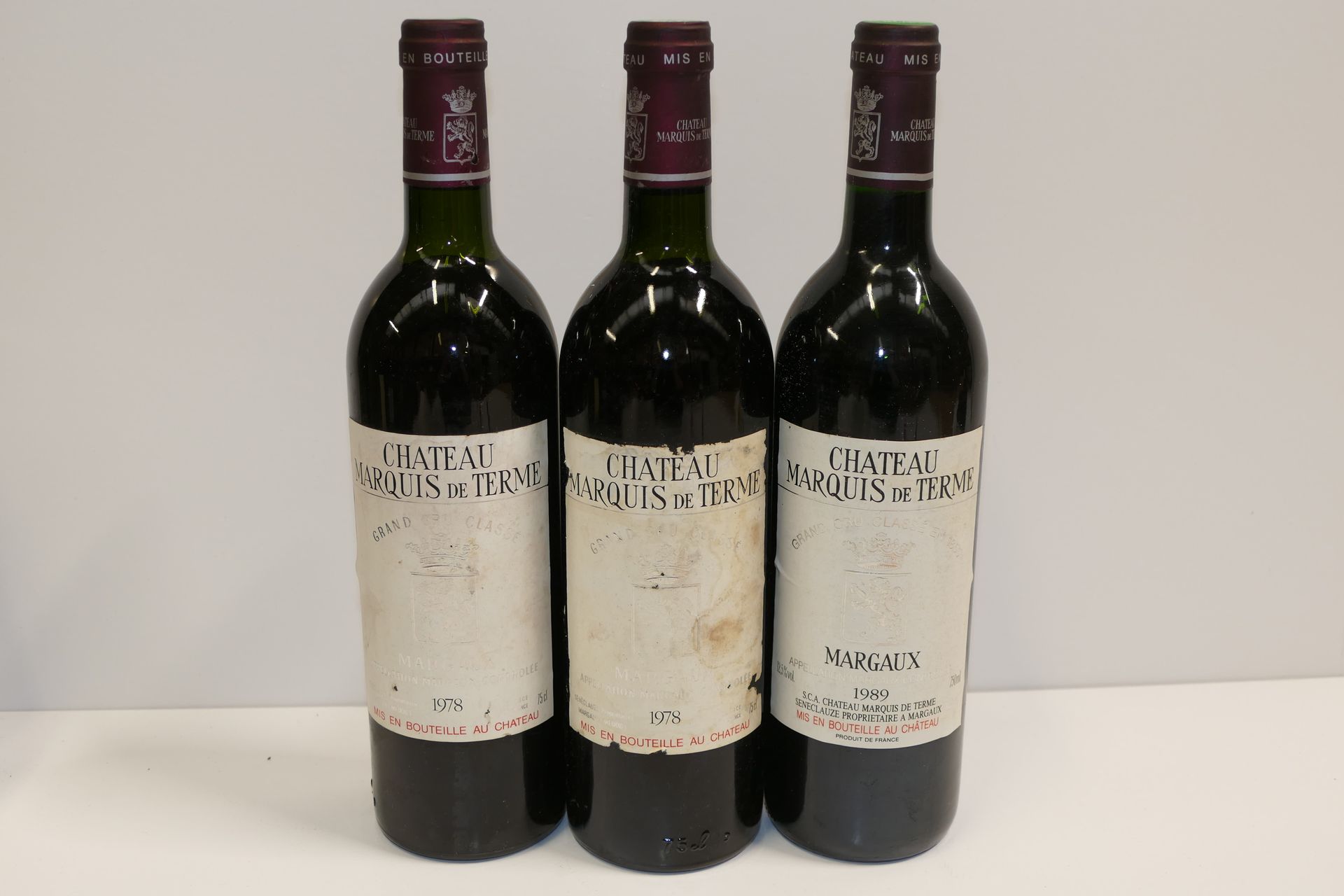 Null 3 bottiglie Château Marquis de Terme 4° GCC Margaux (2 bottiglie 1978 livel&hellip;