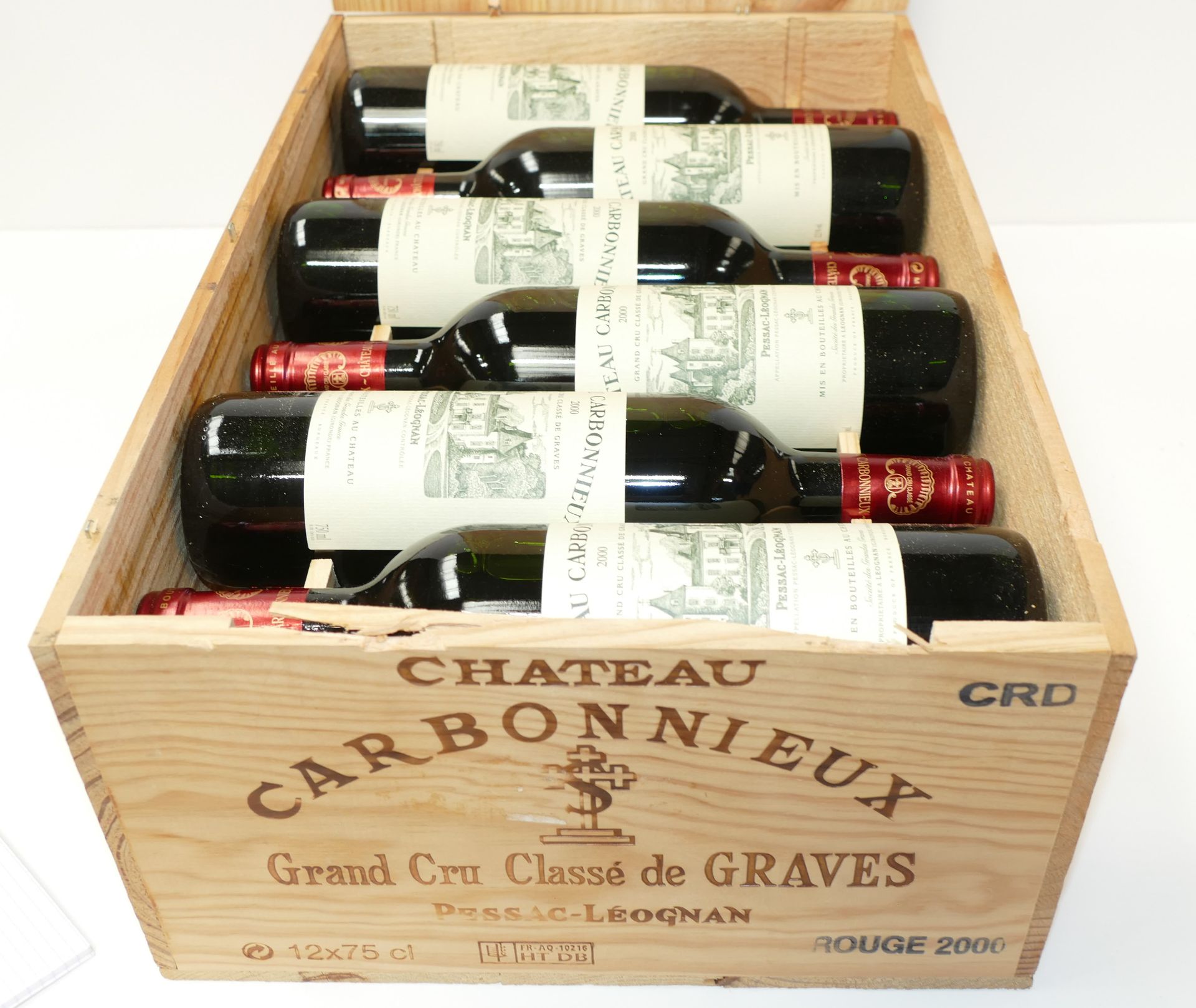 Null 12 Btles Château Carbonnieux rouge 2000 CC Graves in cassa di legno origina&hellip;