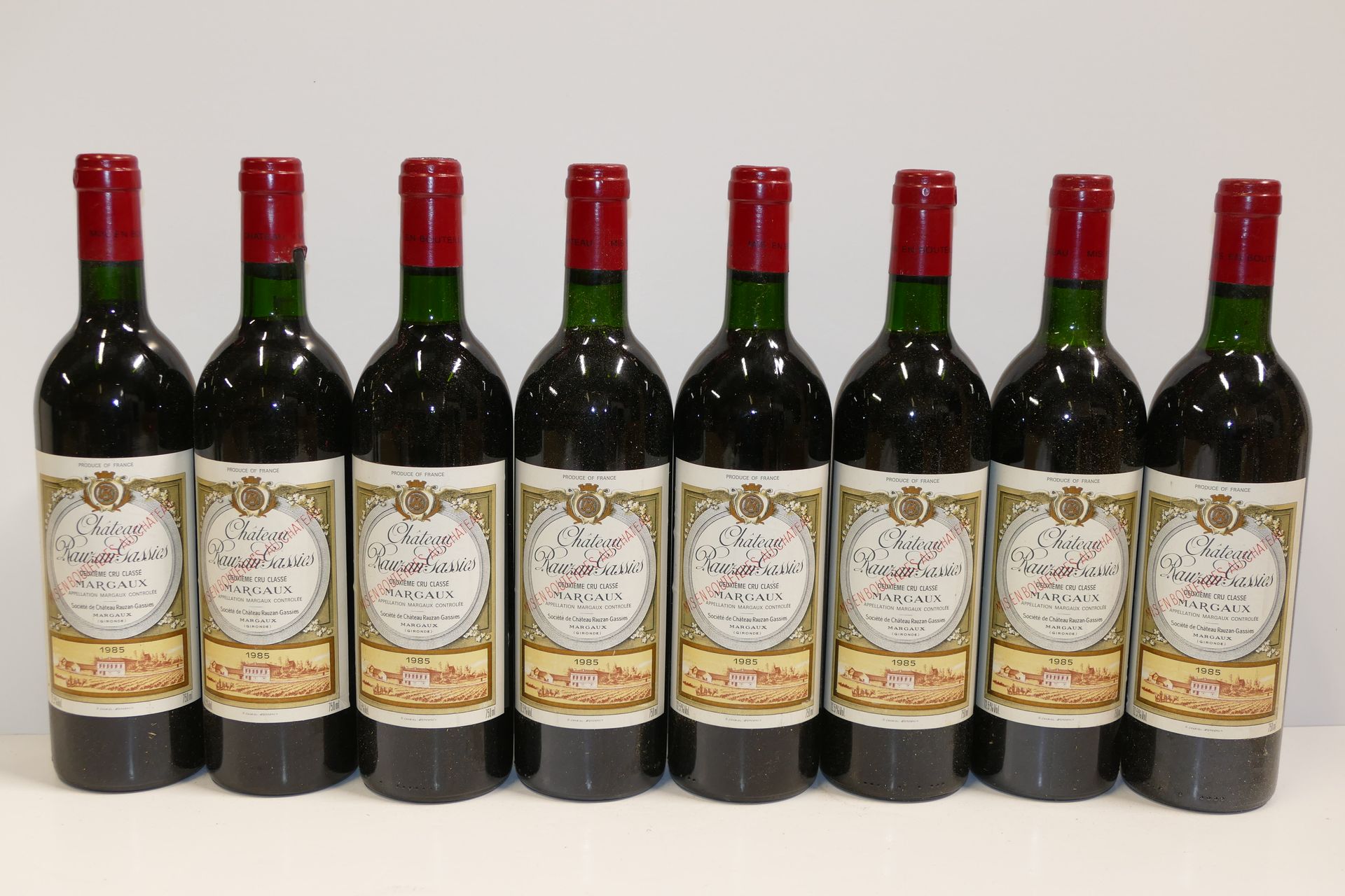 Null 8 Btl. Château Rauzan Gassies 1985 2. GCC Margaux, davon zwei leicht beschä&hellip;