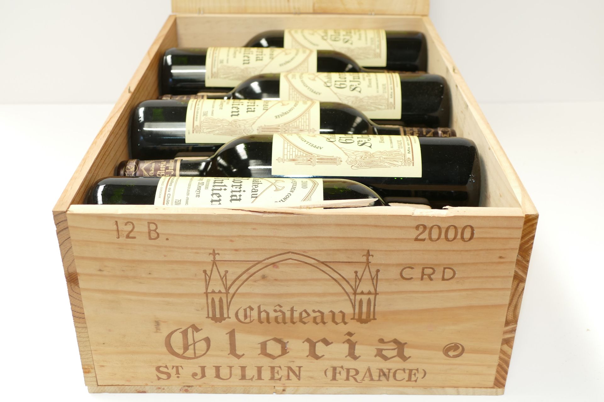 Null 12 Btles Château Gloria 2000 Saint Julien en estuche de madera original IC &hellip;