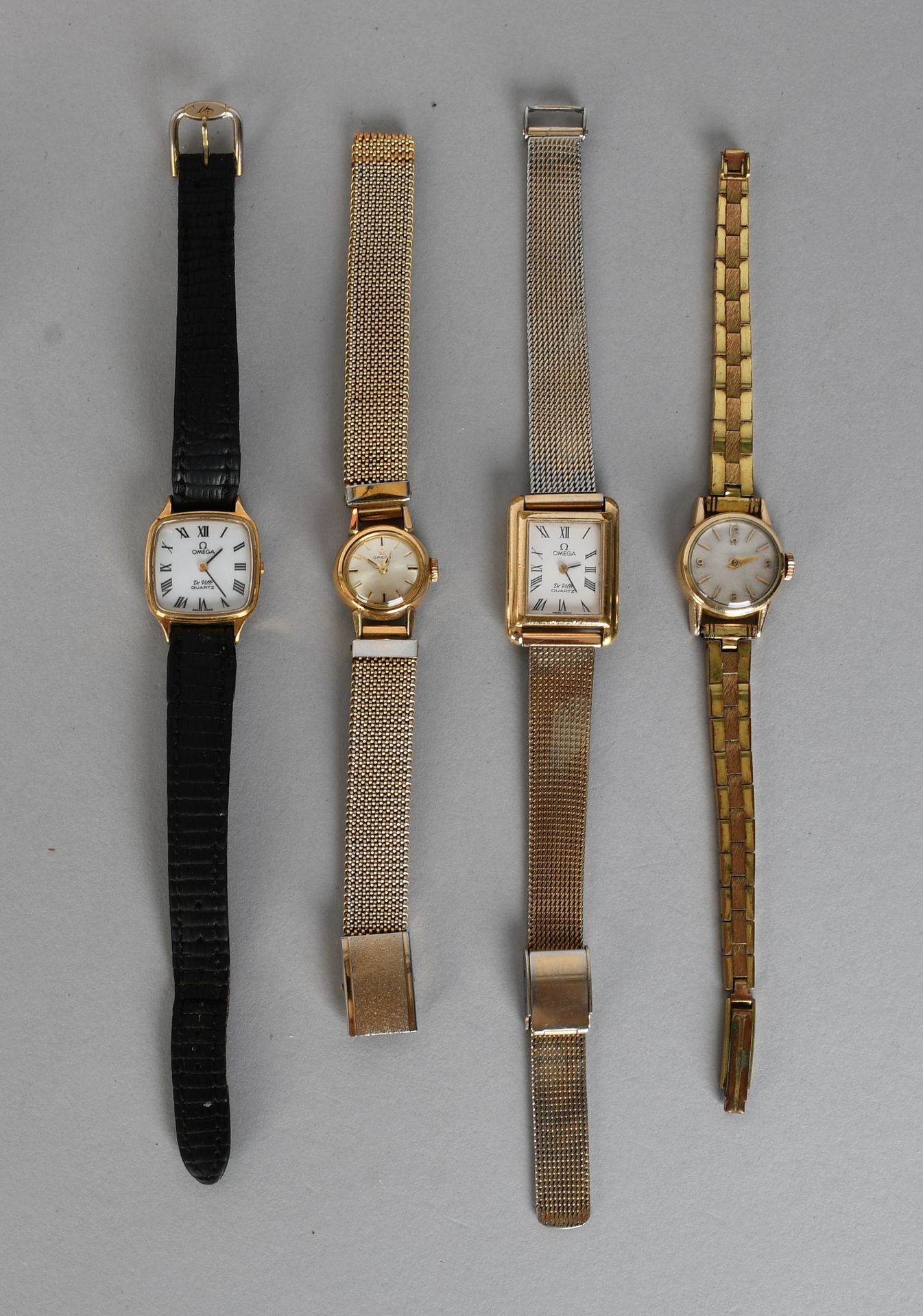 Null Juwel

Omega - Satz von vier Vintage-Armbanduhren.