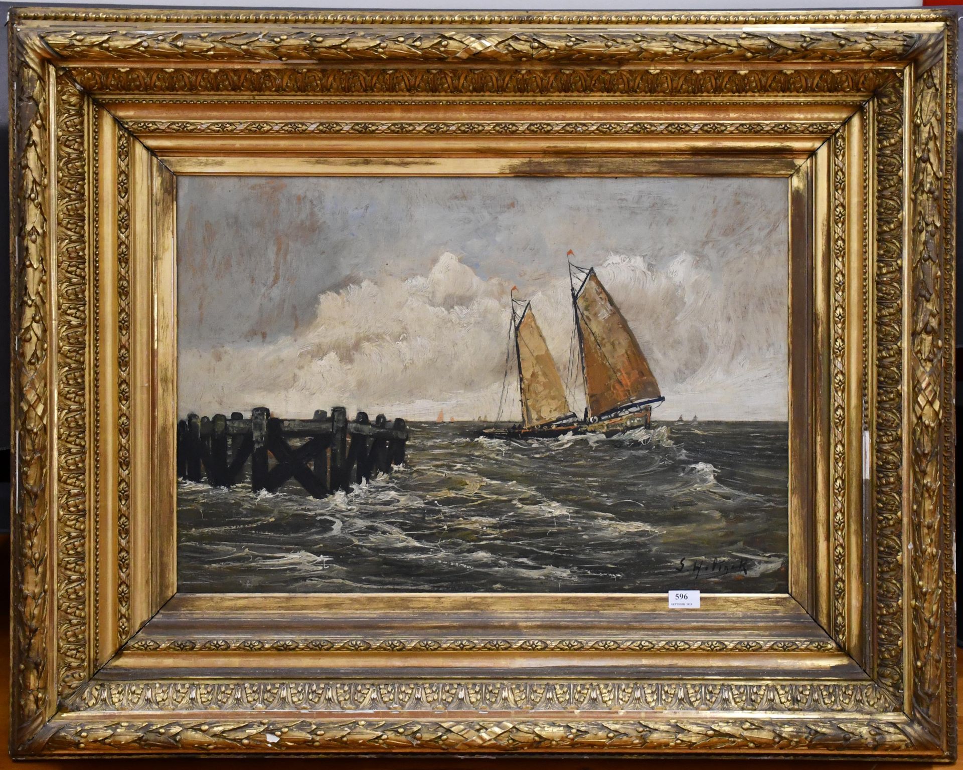 Null G. Helinck

Oil on panel: "Marine, sailboat". Signed. Size : 54 cm x 78 cm.