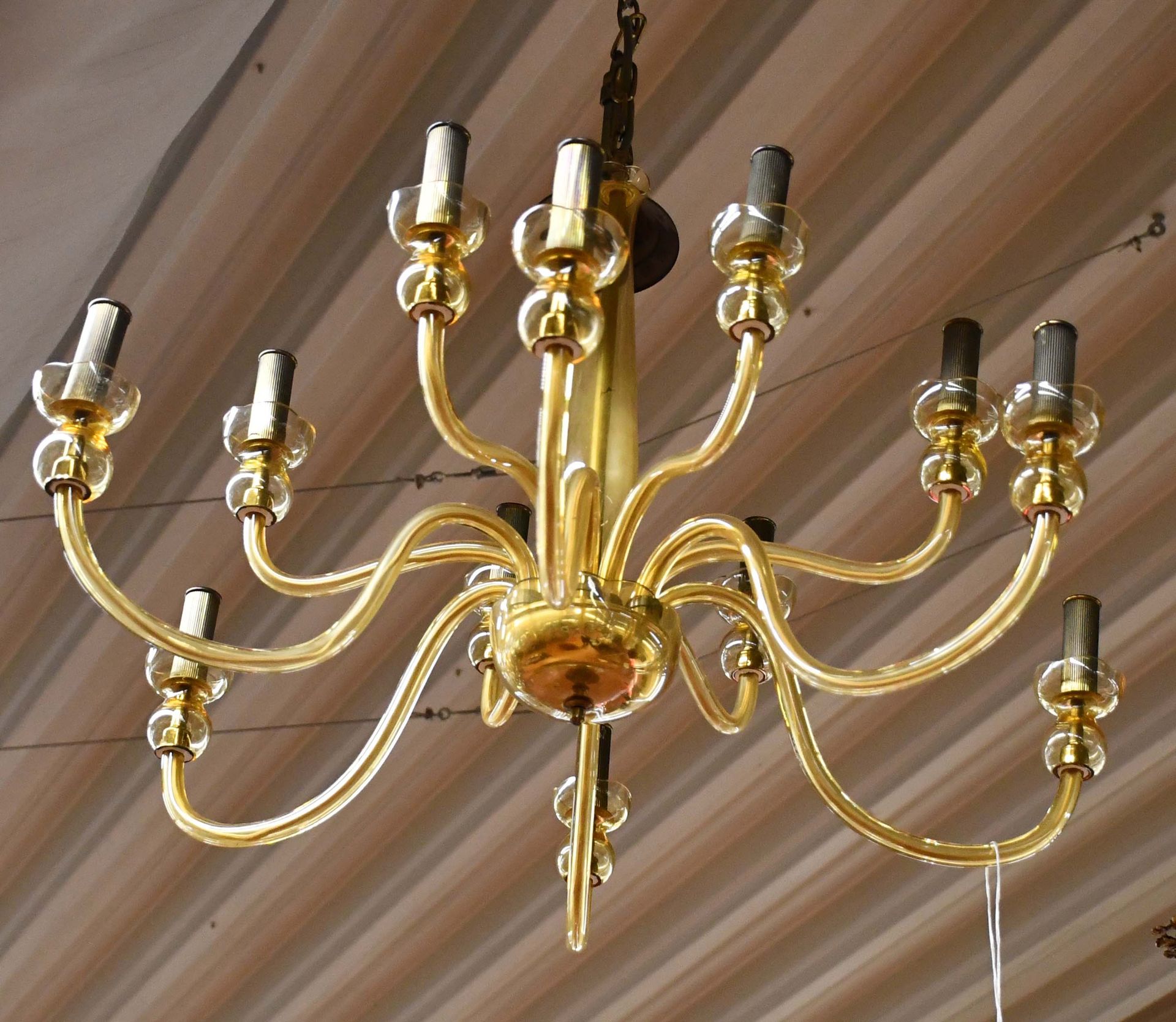 Null Tinted glass double row chandelier with two six arms of light