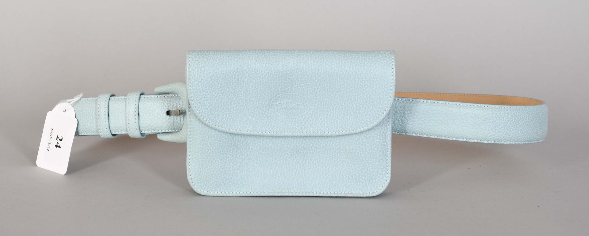Null Longchamp

Light blue grained leather clutch with removable belt. New.