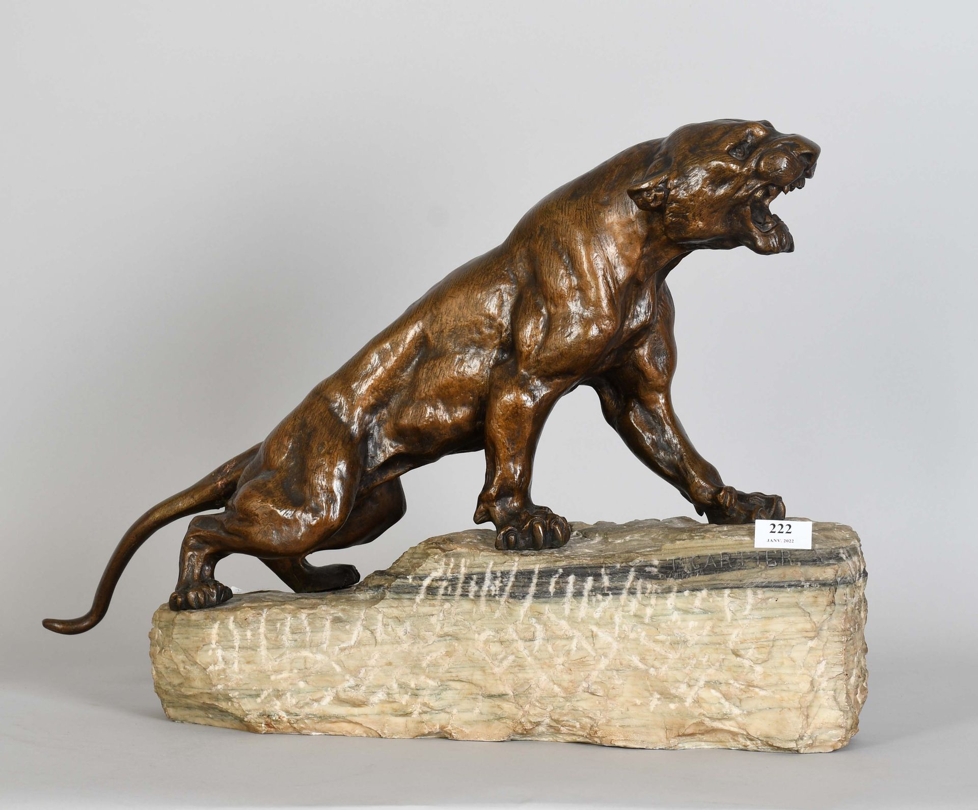 Null Theodore Cartier

Bronzeskulptur: "Brüllender Tiger", auf Steinsockel. Sign&hellip;