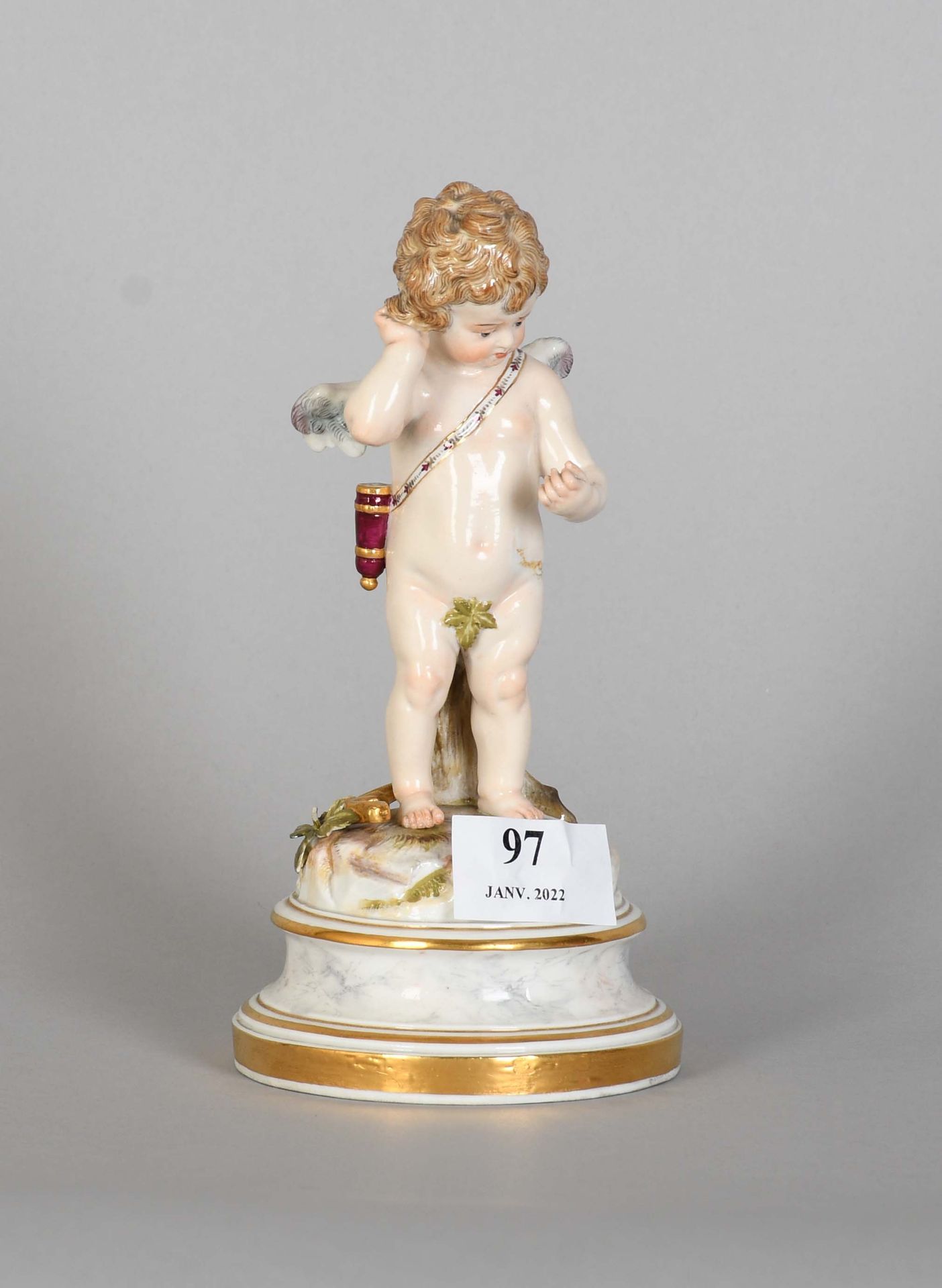 Null Meissen / Heinrich Schwabe

Statuetta in porcellana policroma: "Cupido". Se&hellip;