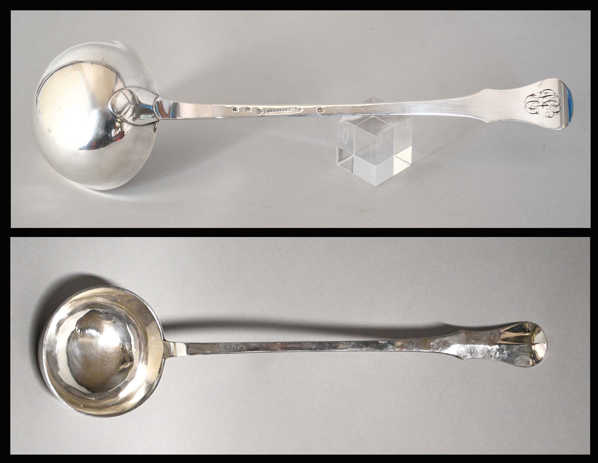 Null Silver ladle - Striche and punches of Mons end of XVIIIth century