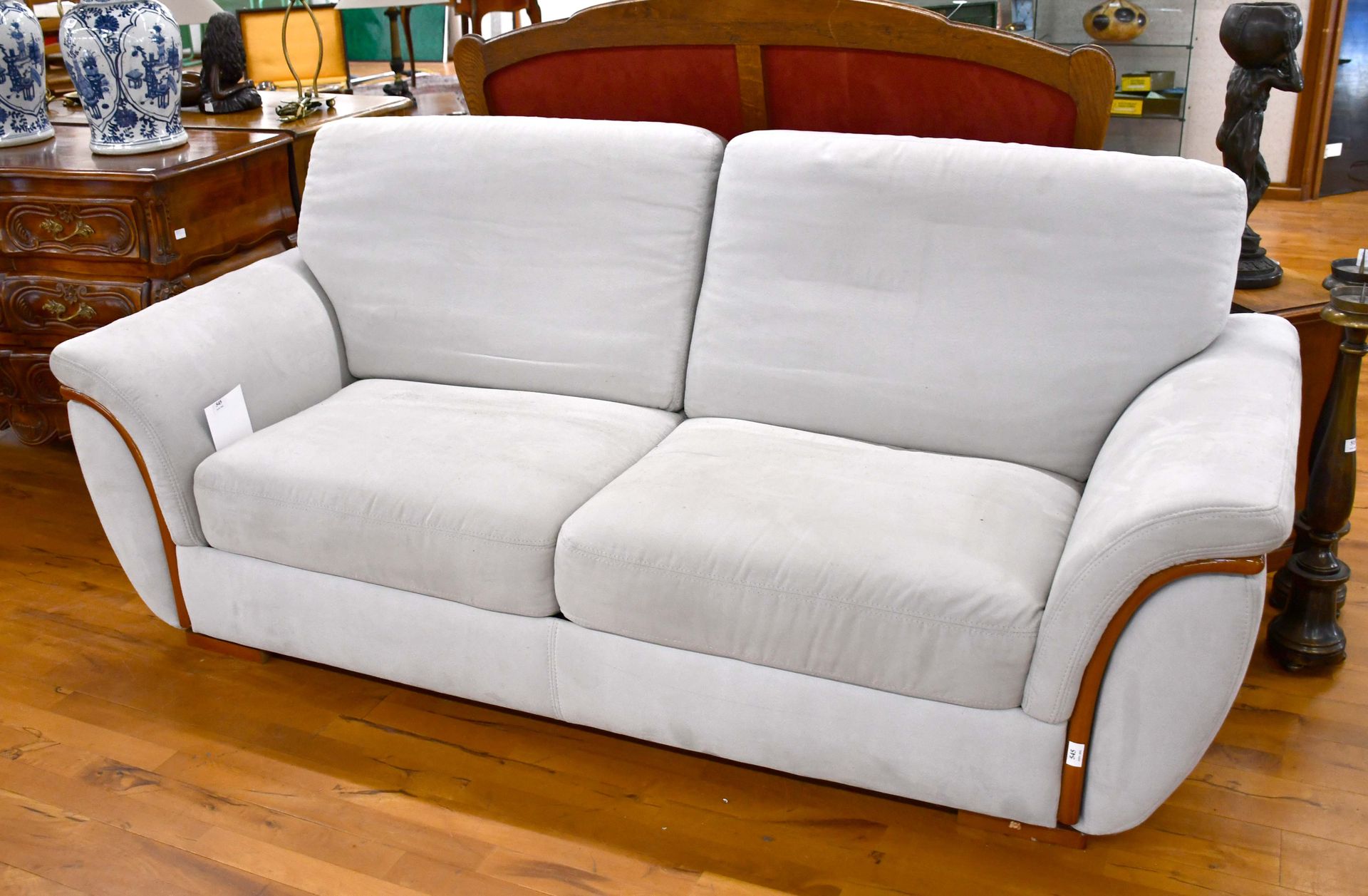 Null Two seater nubuck and wood sofa