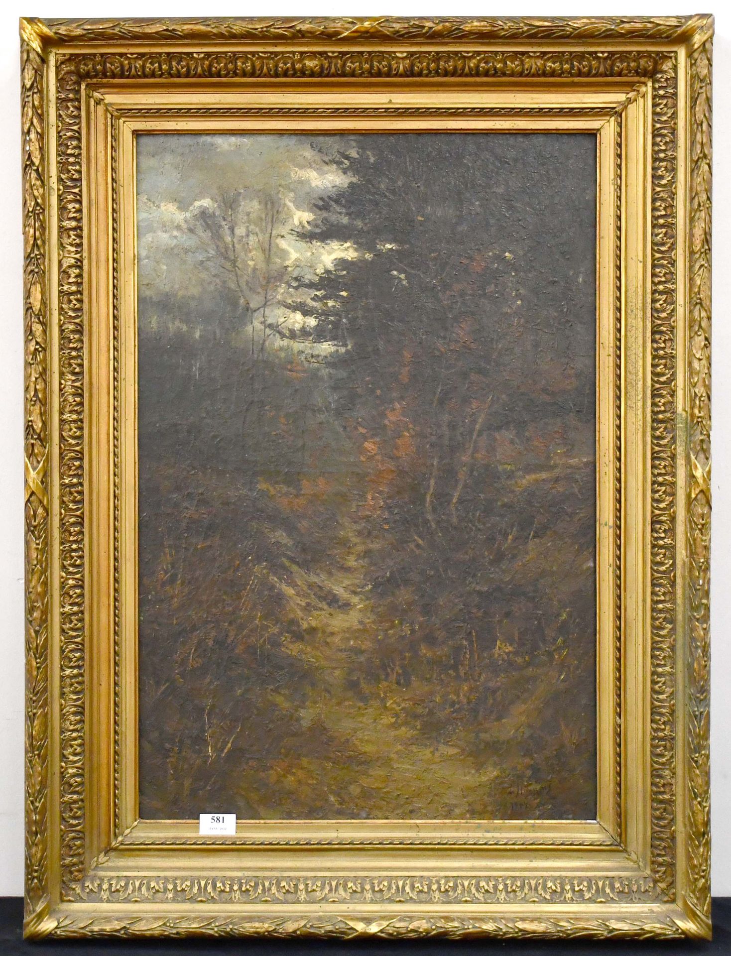 Null L. Higgins

Olio su tela: "Sentiero in autunno". Firmato e datato 1904.

Di&hellip;