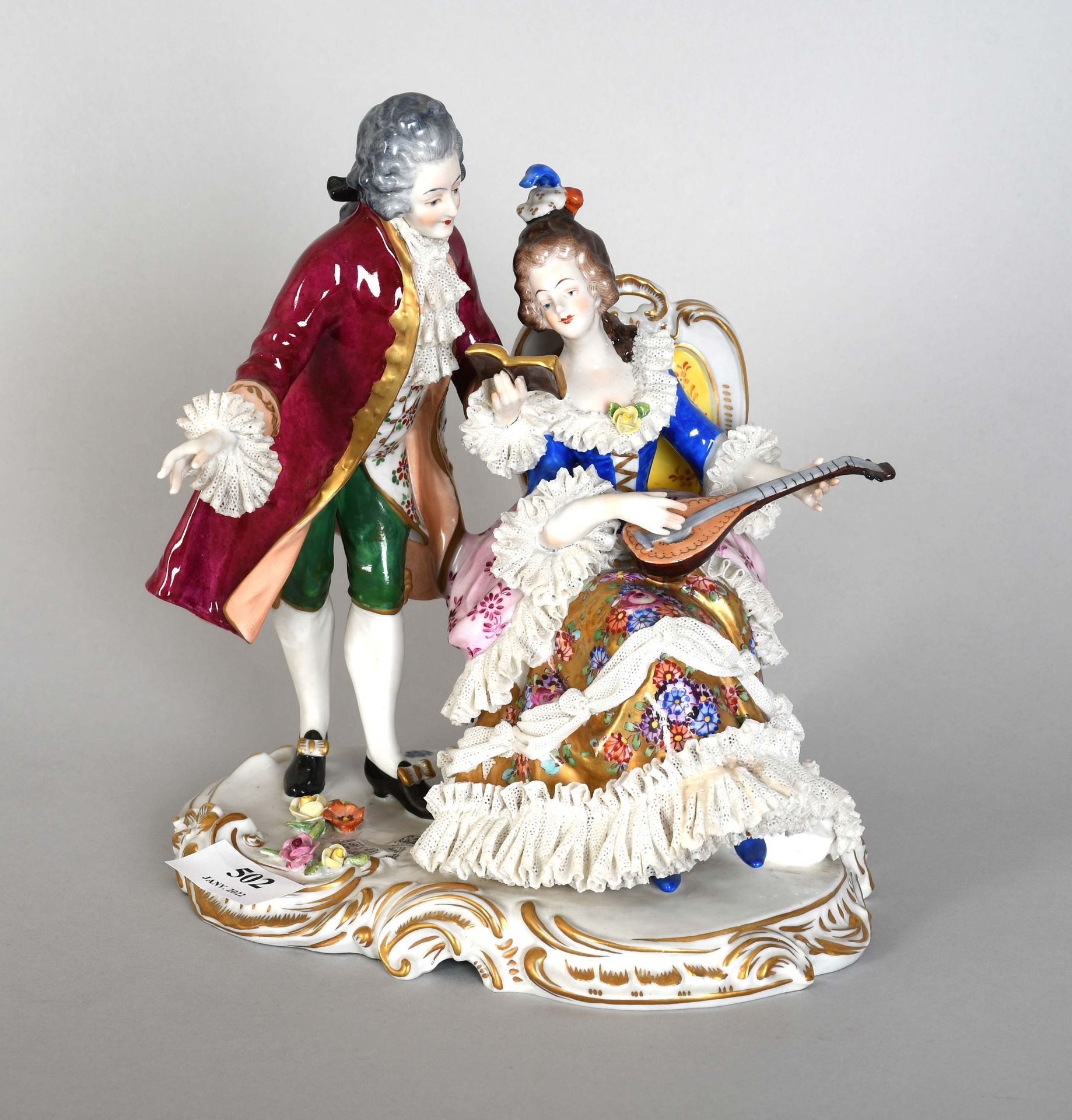 Null Volkstedt

Gallant group in porcelain: "The music lesson". Mark in blue.

H&hellip;