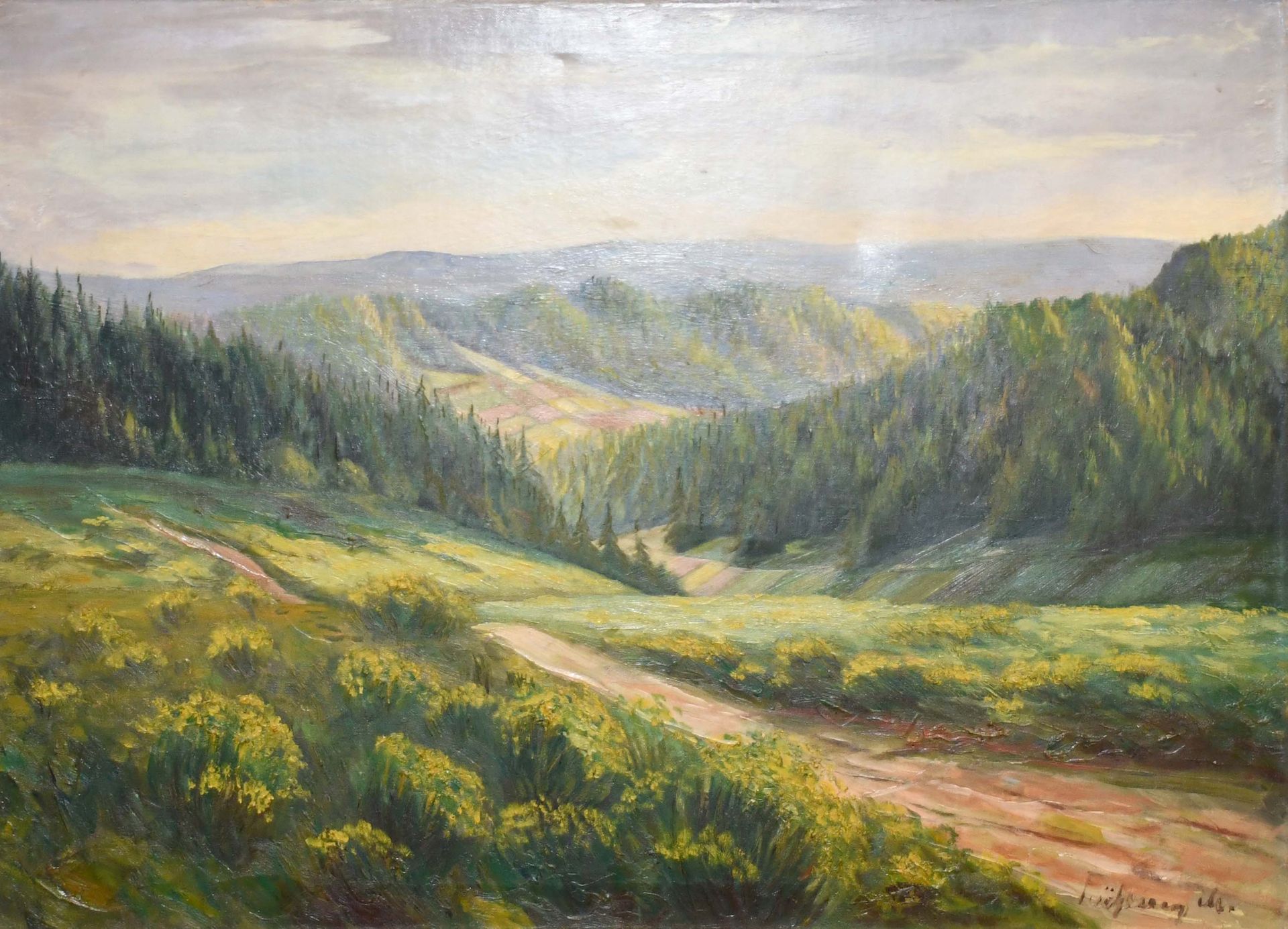 Null Gemälde

Öl auf Leinwand: "Hügelige Ardennenlandschaft". Signiert.

Maße: 6&hellip;