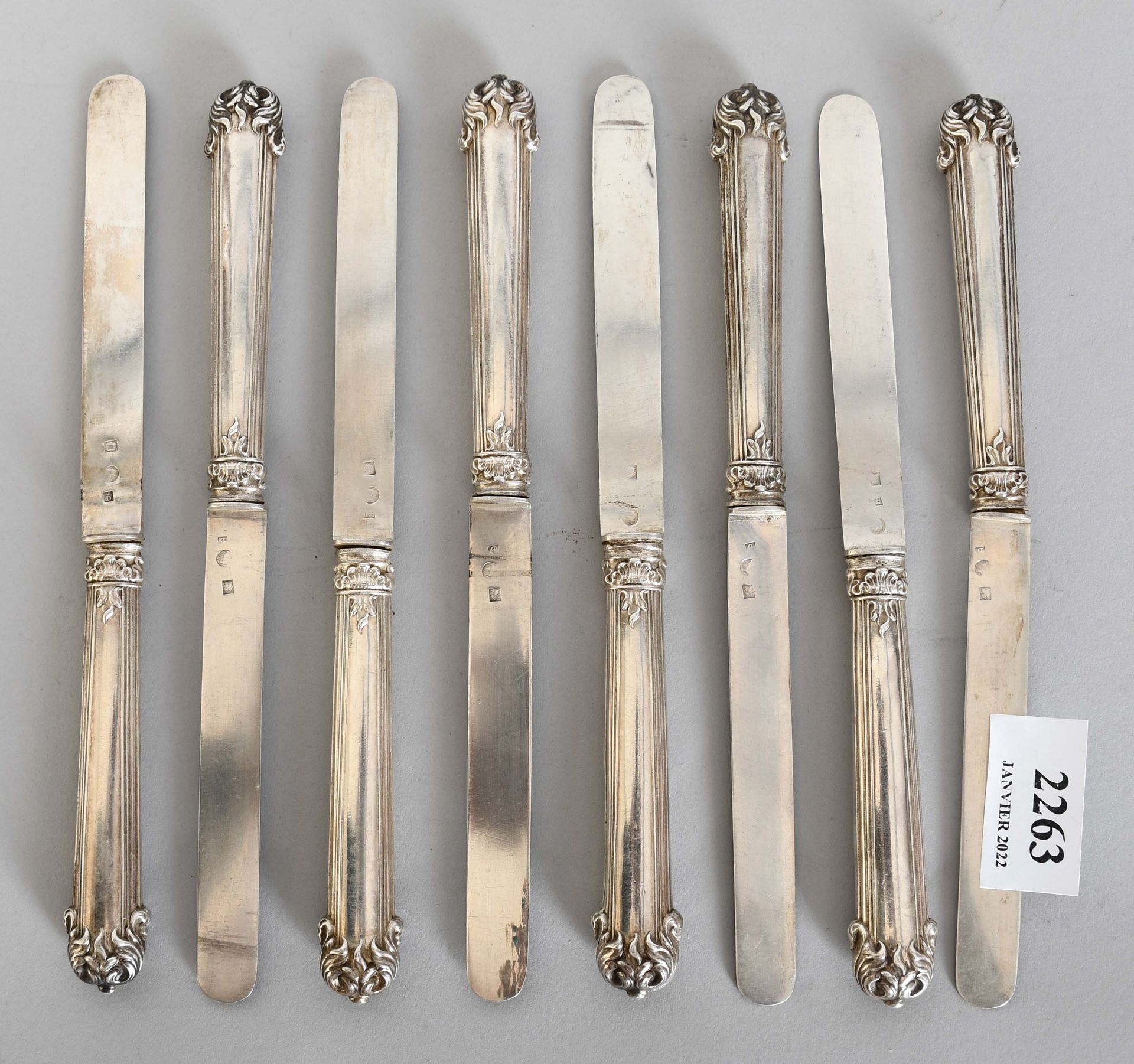 Null Eight knives with silver blade and handle - Delheid hallmark