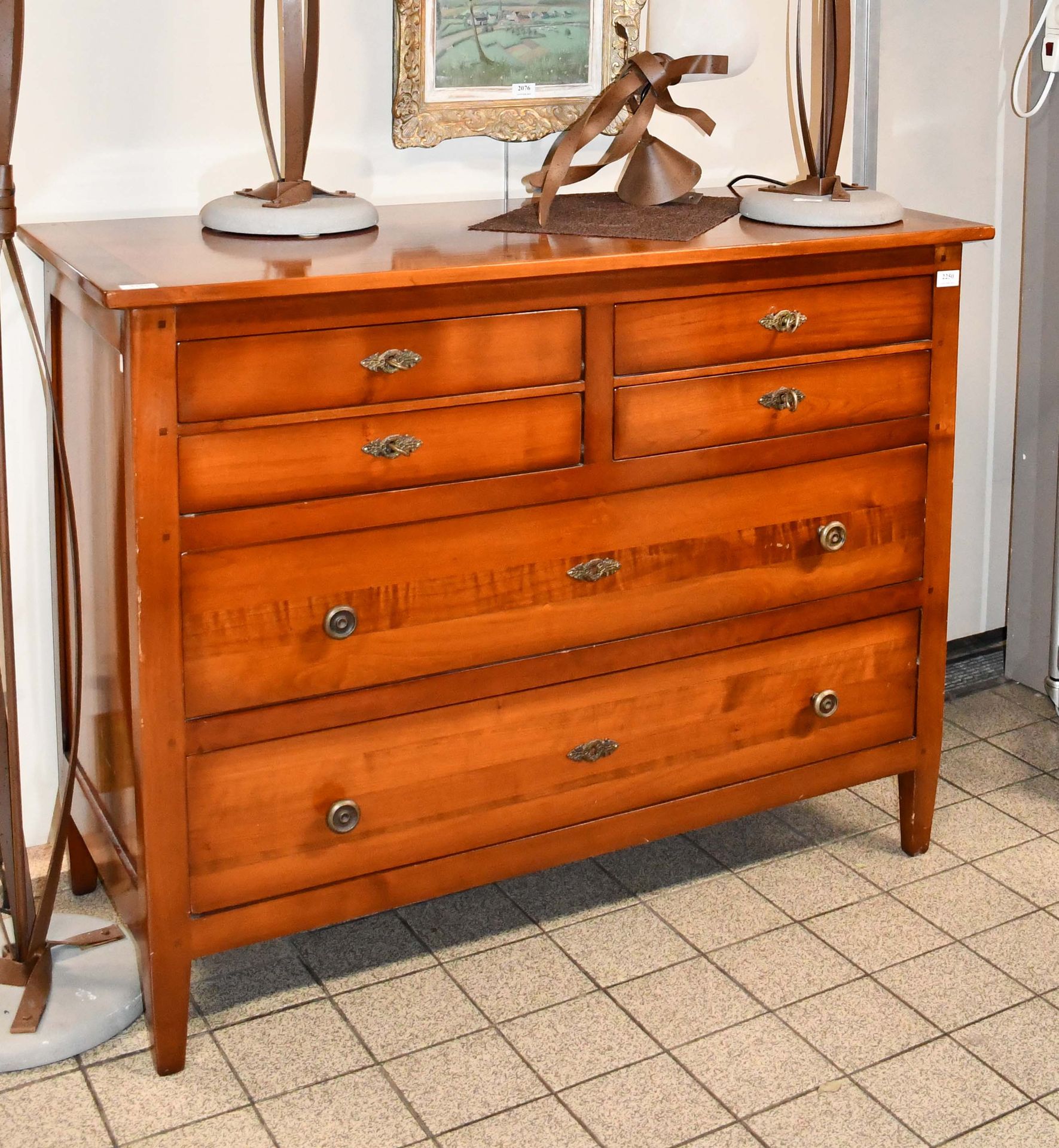 Null Cherry wood chest of drawers, with four rows of drawers