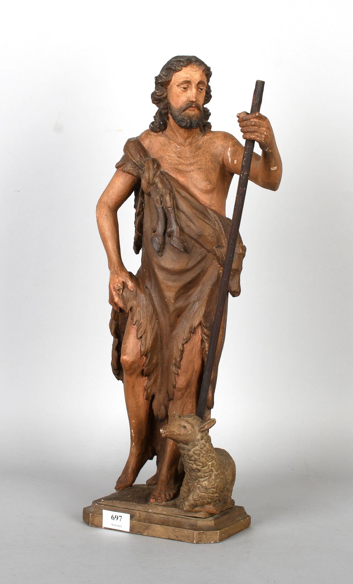 Null Escultura de madera policromada: "Saint-Jean-Baptiste".

Altura: 59 cm.