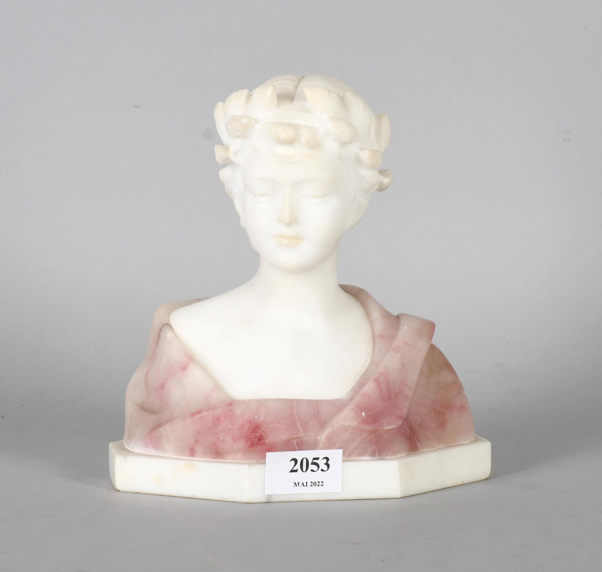 Null G. Van Vaerenbergh

Busto di donna in marmo e alabastro con corona di allor&hellip;