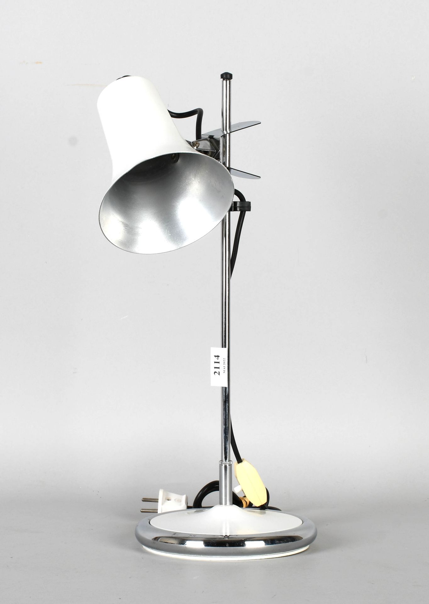 Null Adjustable desk lamp, white lacquered and chrome plated