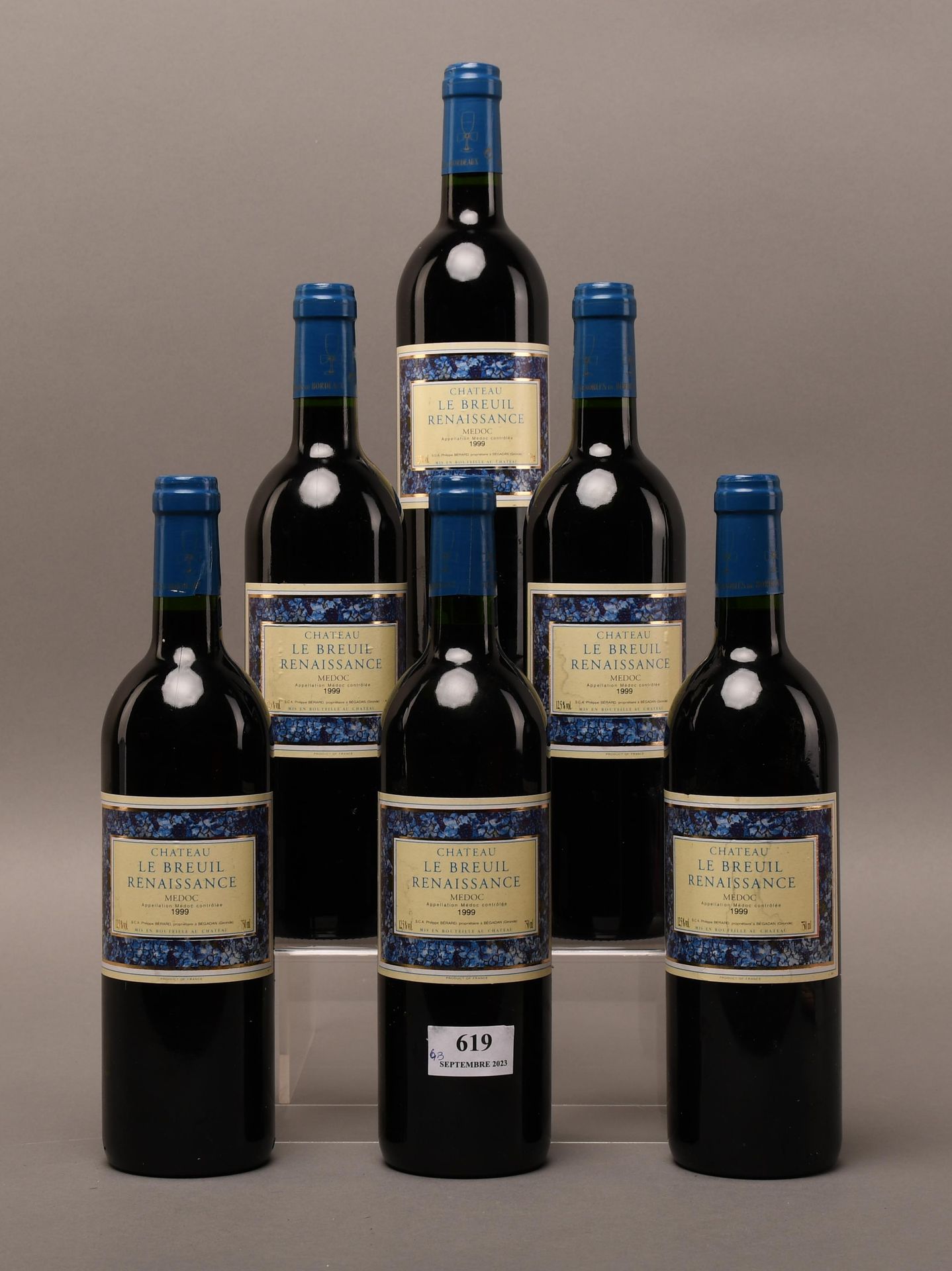 Null Château Le Breuil Renaissance 1999 - Mise château - Six bouteilles de vin
M&hellip;