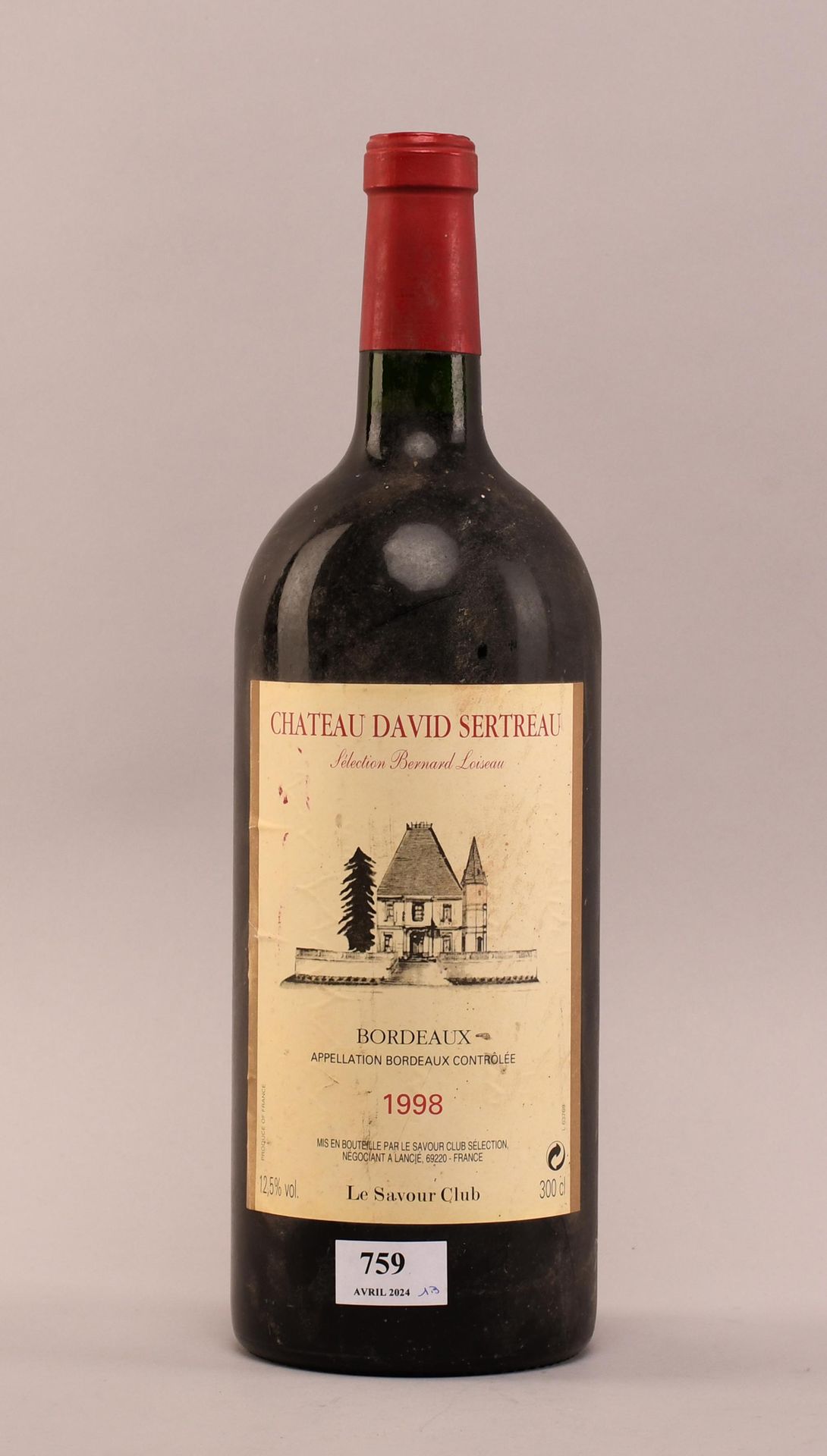 Null Château David Sertreau 1998 - Mise négoce - Une bouteille de vin - Double m&hellip;