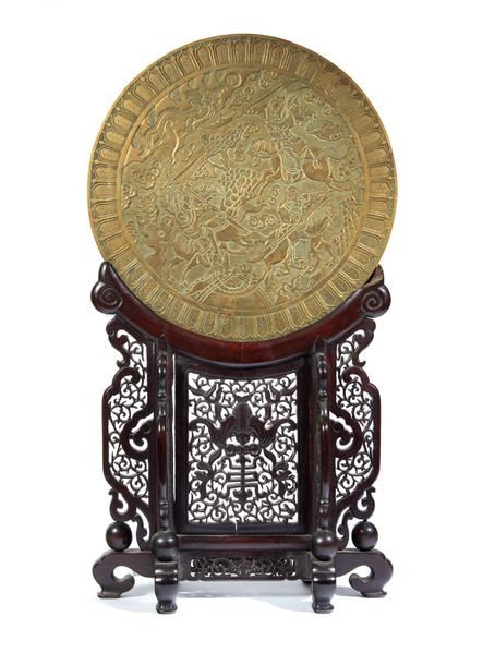 CHINE - Vers 1900 CHINA - About 1900

Circular bronze mirror with carved decorat&hellip;