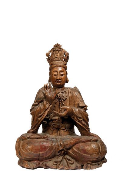 CHINE- XIXe siècle CHINE- XIXe siècle

Grand Bouddha assis, en bois sculpté, cou&hellip;