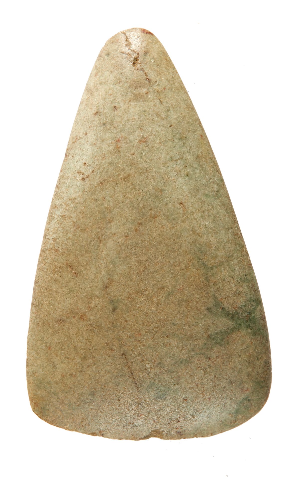 Herminette triangulaire polie. Polished triangular adze.

Green jadeite, small c&hellip;