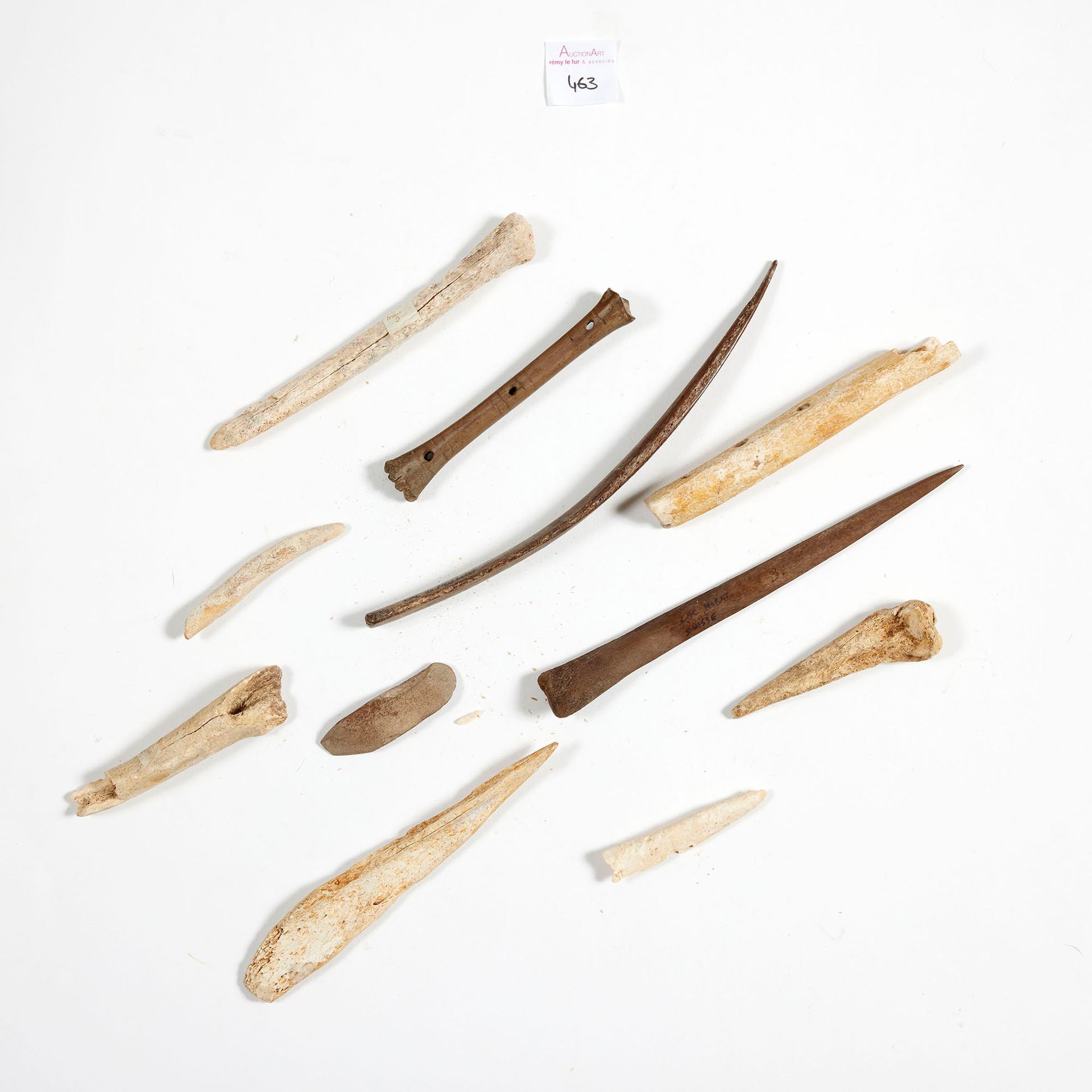 LOT Lot

including awls, drills, two drilled sticks.

Bone.

France, Neolithic a&hellip;