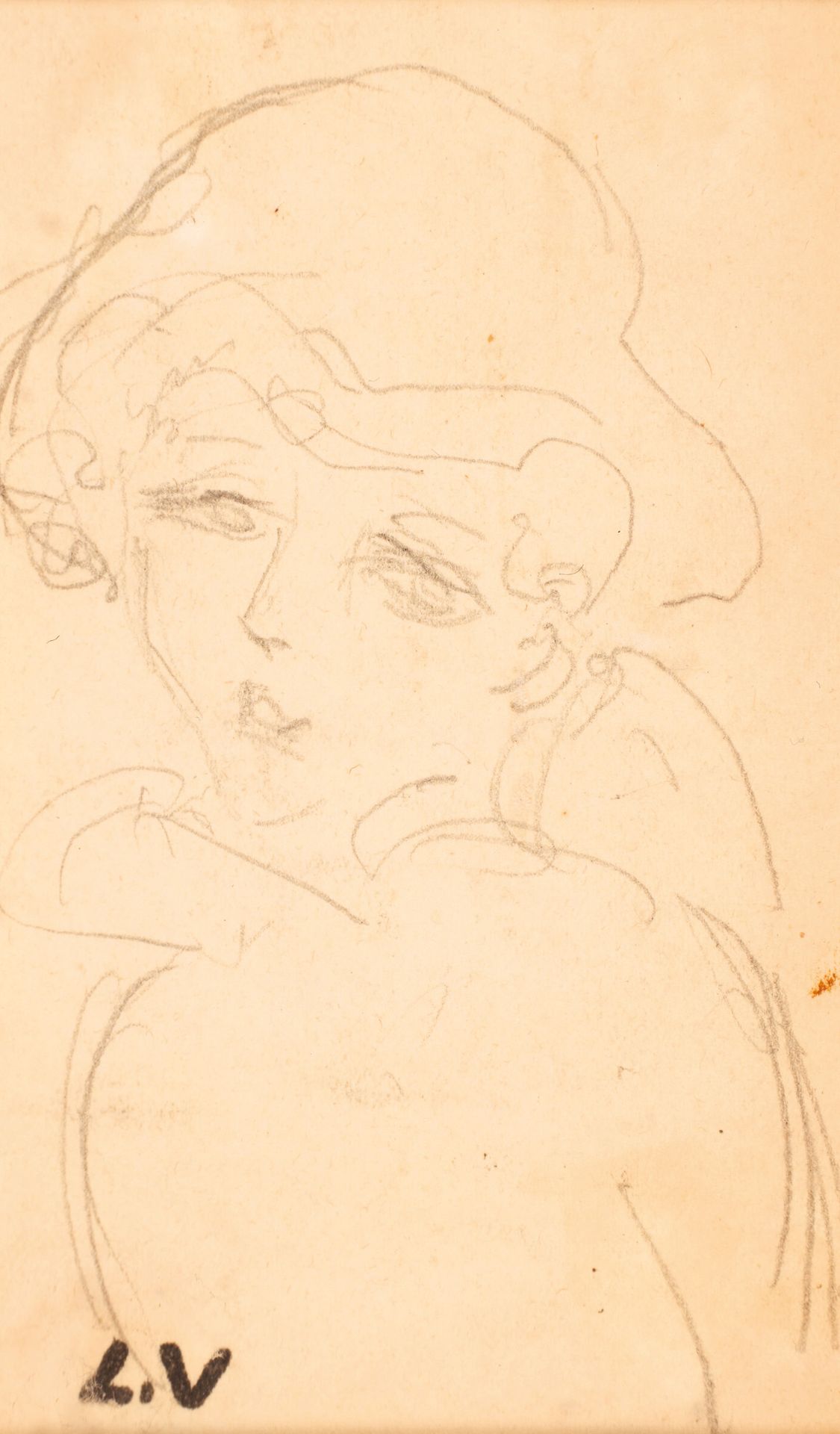 Louis VALTAT (1869-1952) 路易斯-瓦尔塔 (1869-1952)

一个女人的画像。

铅笔，左下角盖有单字。

11 x 6.5厘米