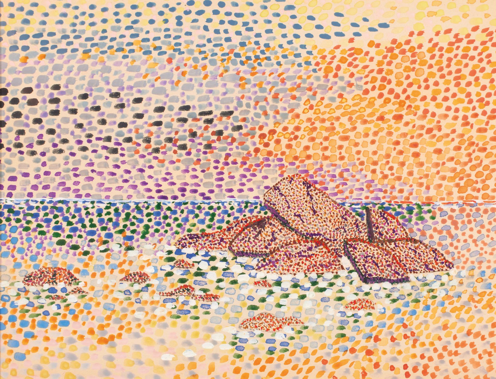 École pointilliste XXème siècle 点彩画派 20世纪

夕阳西下。

水彩画

20 x 29 厘米