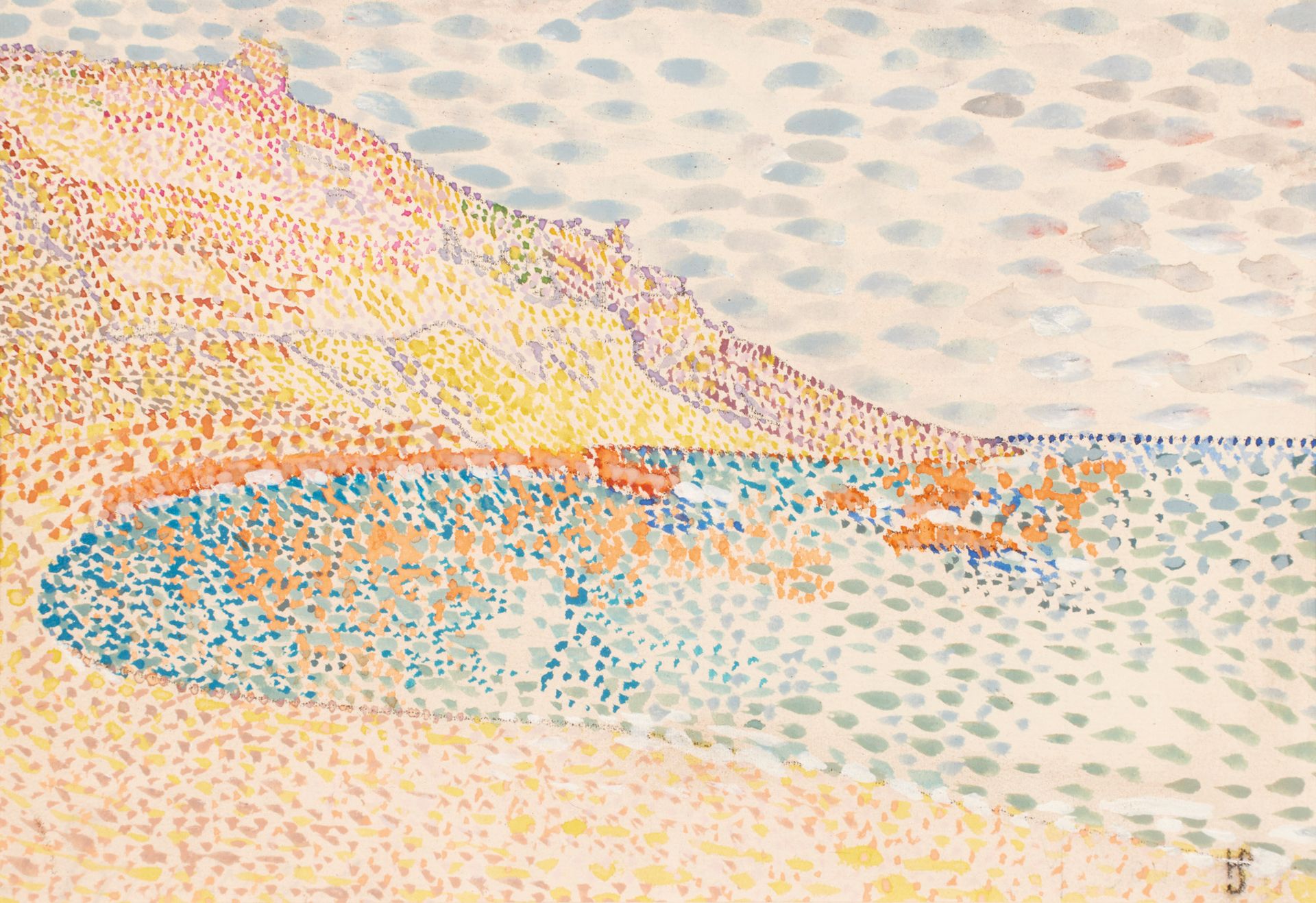 École pointilliste XXème siècle 点彩画派 20世纪

海岸线

右下角有水彩画单字。

20 x 29 厘米