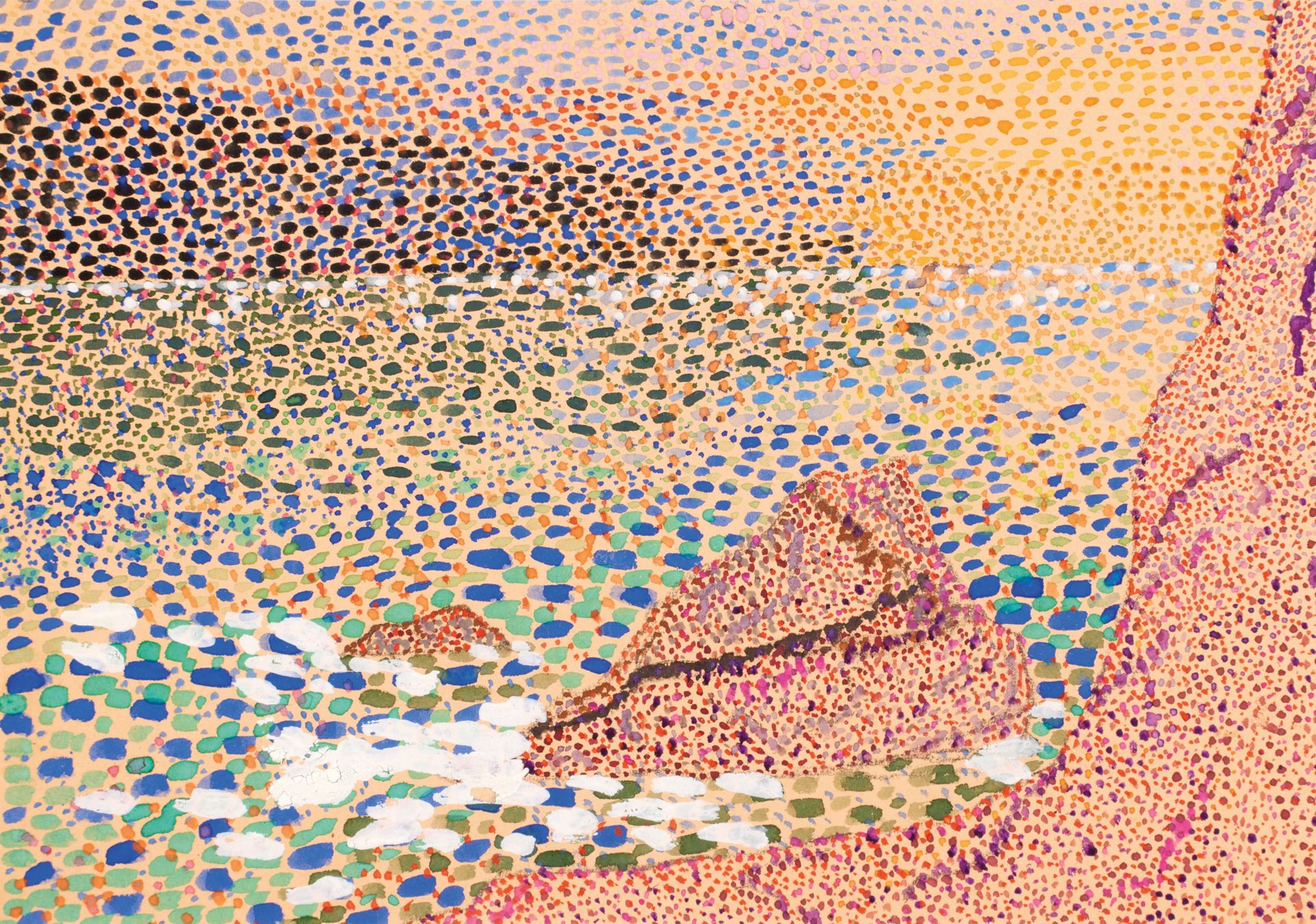 École pointilliste XXème siècle 点彩画派 20世纪

岩石上的冲浪。

水彩画

20 x 29 厘米