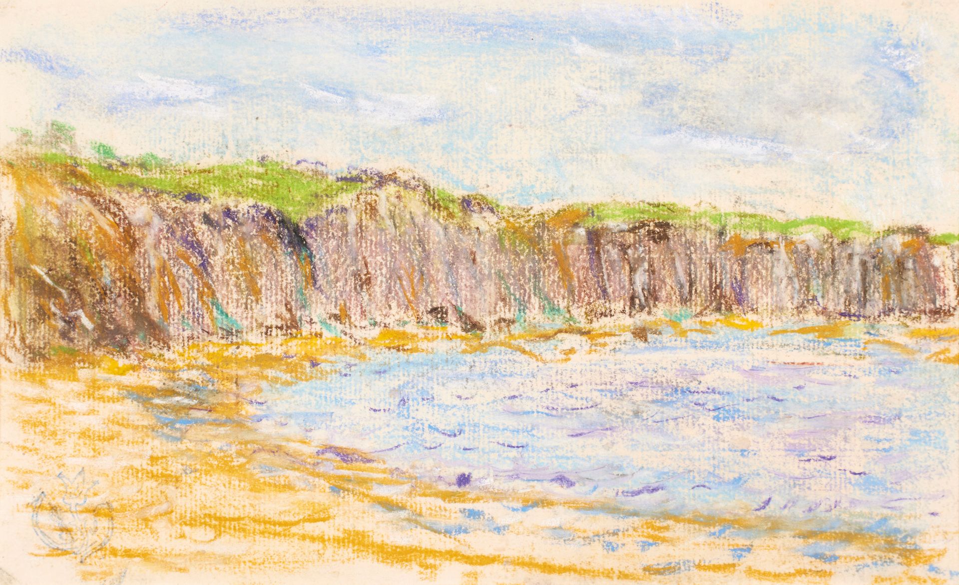 Claude Émile SCHUFFENECKER (1851-1934) 克劳德-埃米尔-舒费内克 (1851-1934)

诺曼底的悬崖。

粉彩画，左下&hellip;