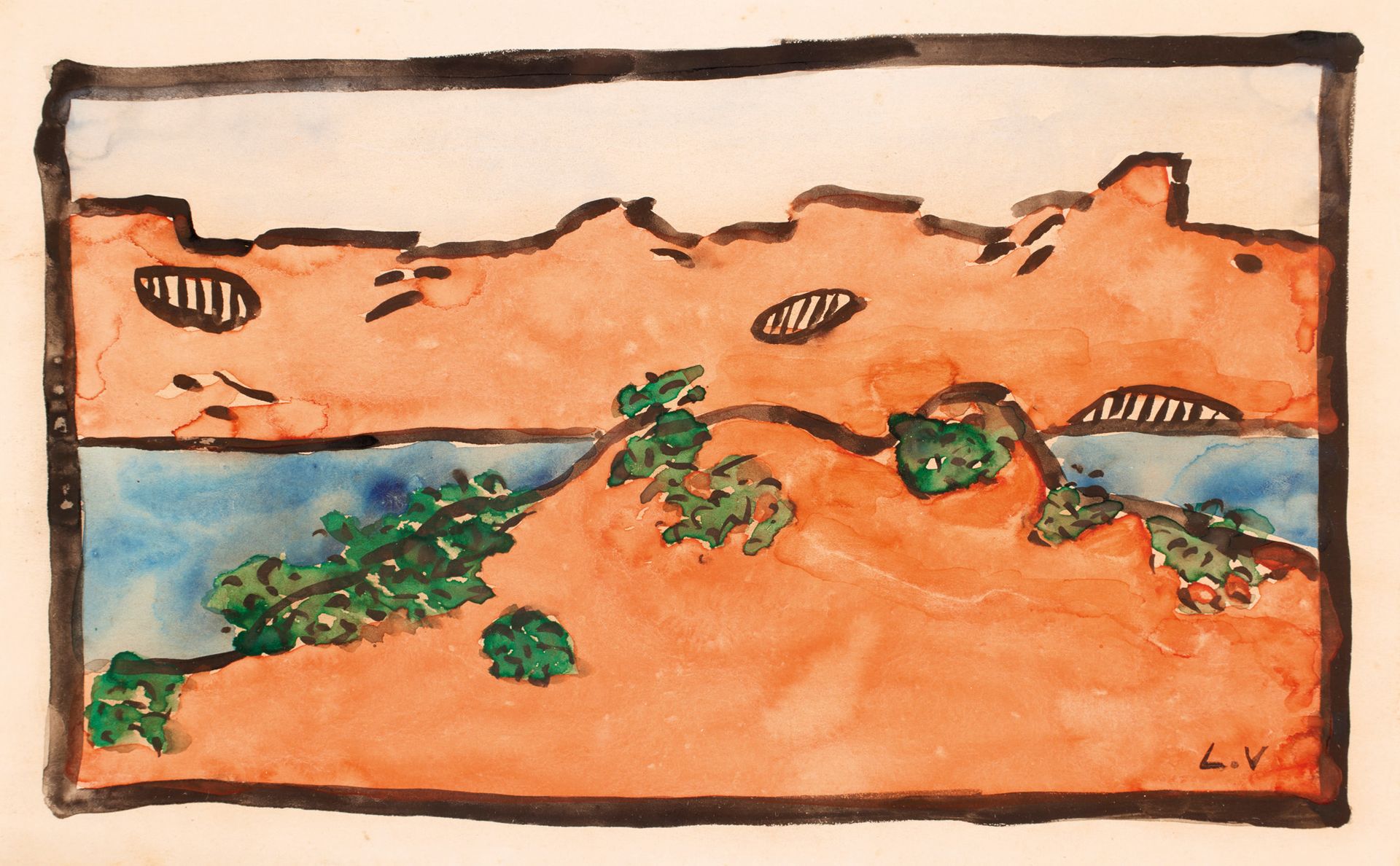 Louis VALTAT (1869-1952) 路易斯-瓦尔塔 (1869-1952)

阿盖的红岩。

水彩画，右下角有字

19,5 x 32 cm


&hellip;
