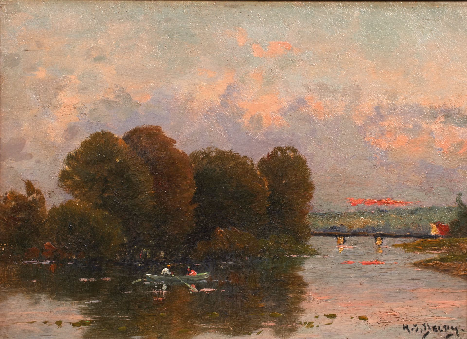 Jacques Henri DELPY (1877-1957) 


夕阳下的船只 

板面油画，右下角有签名

15,5 x 22 cm