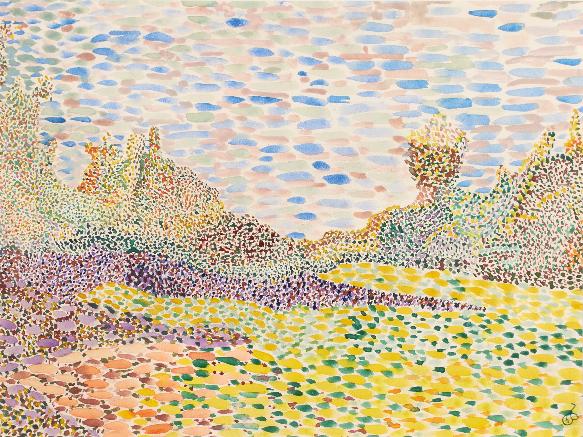 École pointilliste XXème siècle Pointillist school 20th century

Landscape,

Wat&hellip;