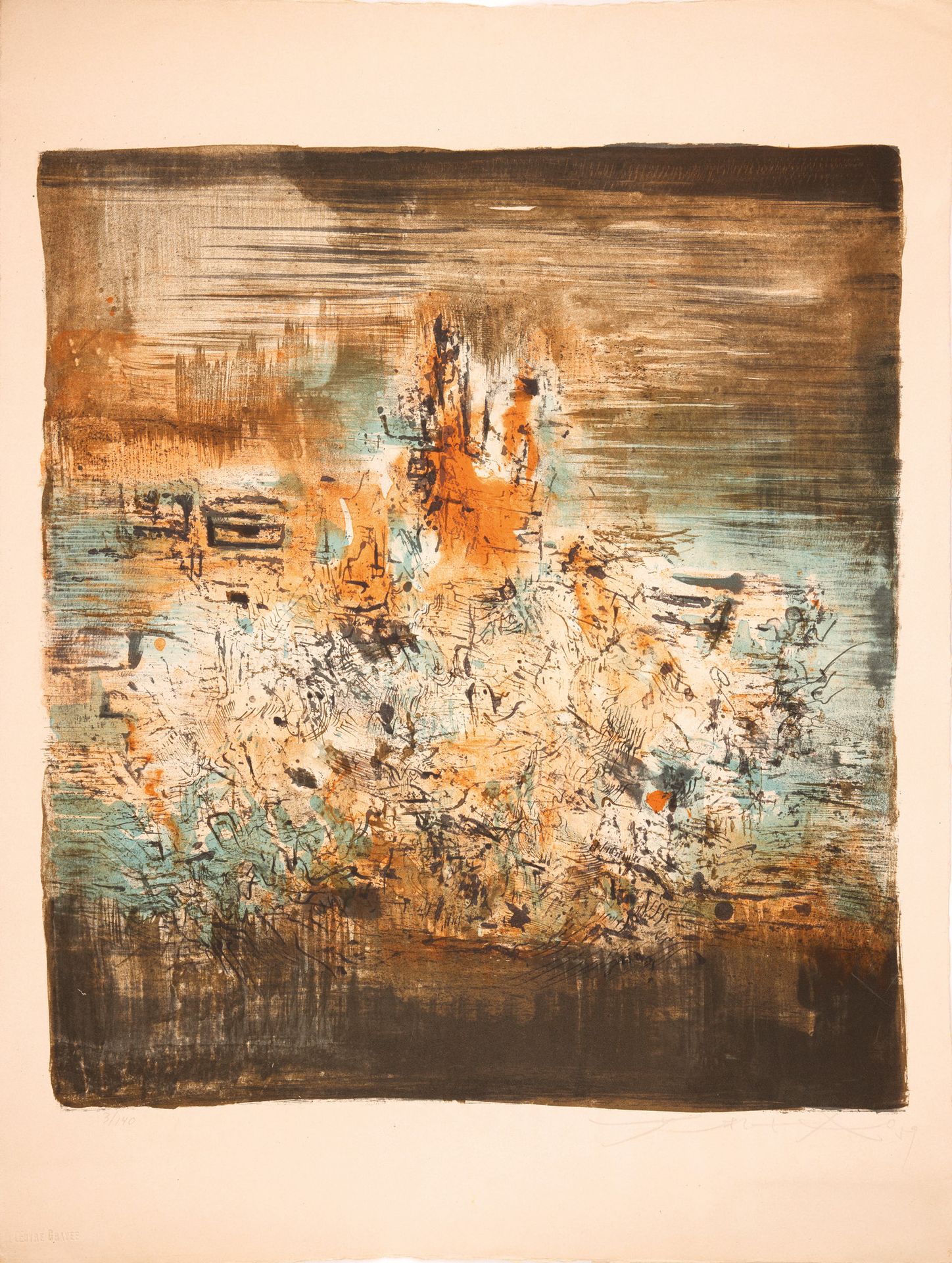 ZAO WOU-KI 赵无极

无题》，1959年。

石版画，50 x 45厘米，边距66 x 50.5厘米（Agerup 121），彩色印刷的精美样张，签名&hellip;