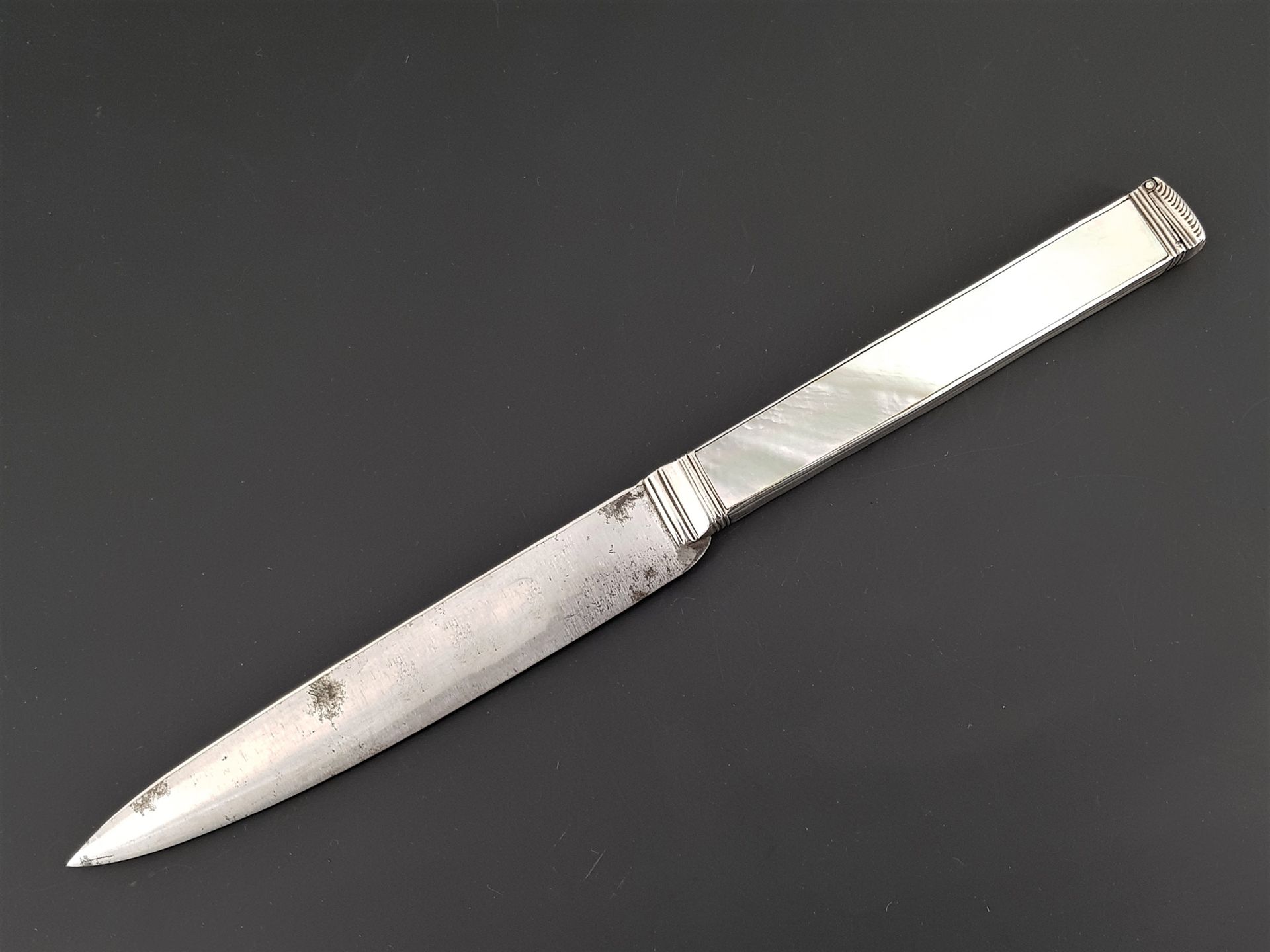 Rare straight nesting knife with steel blade and sheath …