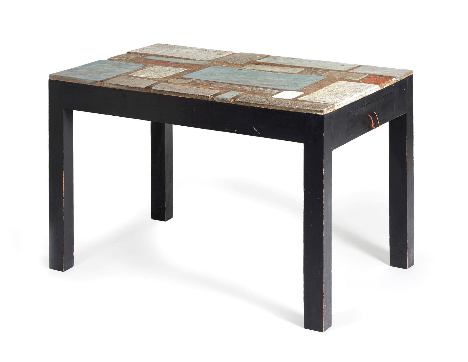 VALENTINE SCHLEGEL (1925-2021) 瓦伦丁-施莱格尔(1925-2021)

长方形桌面的餐桌，由白色、蓝色、橙色和绿松石色的自由形式&hellip;