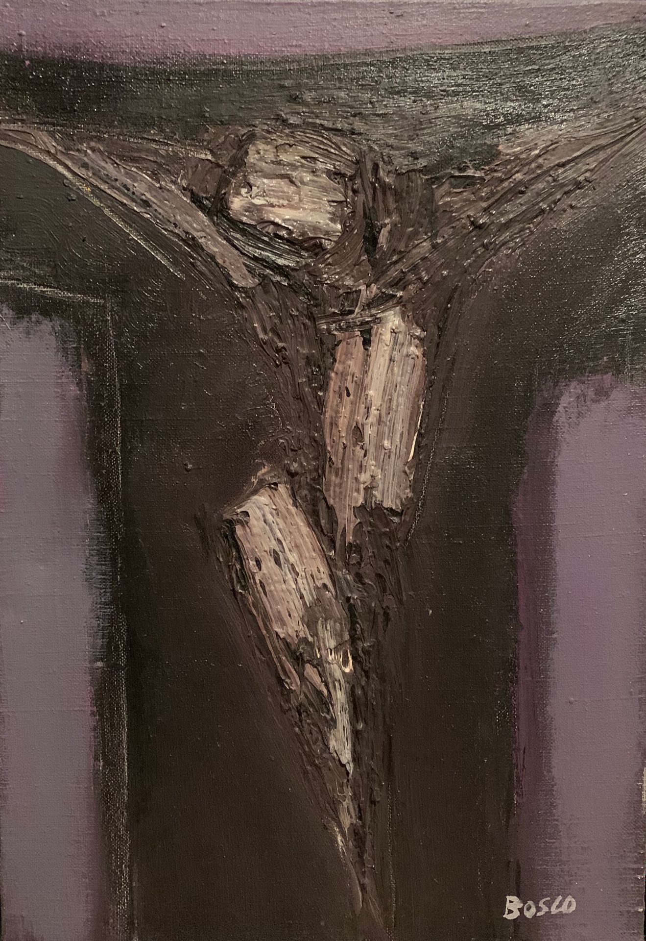 Null 皮埃尔-博斯克 (1909-1993)

基督在十字架上

布面油画，右下角有签名

46 x 32 cm